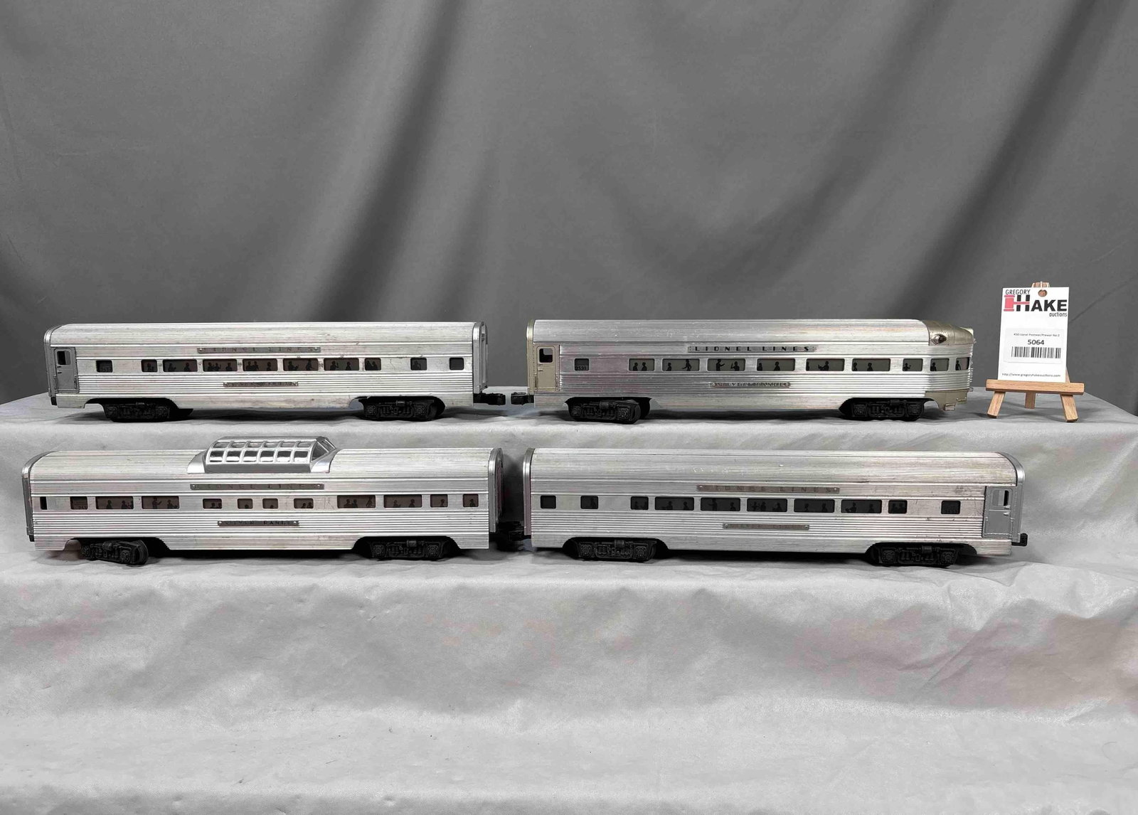 Lionel Postwar 2531, -32, -33 & -34 Aluminum Passenger Cars: Lionel Postwar 2531, -32, -33 & -34 Aluminum Passenger Cars, lower C7. Size 17x12x4