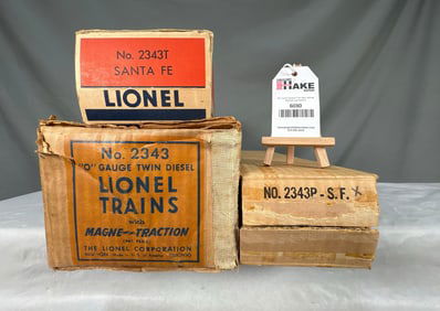 Lionel Postwar 2343 Santa Fe F3 AA Diesel Locomotives w/OBs & Master Carton