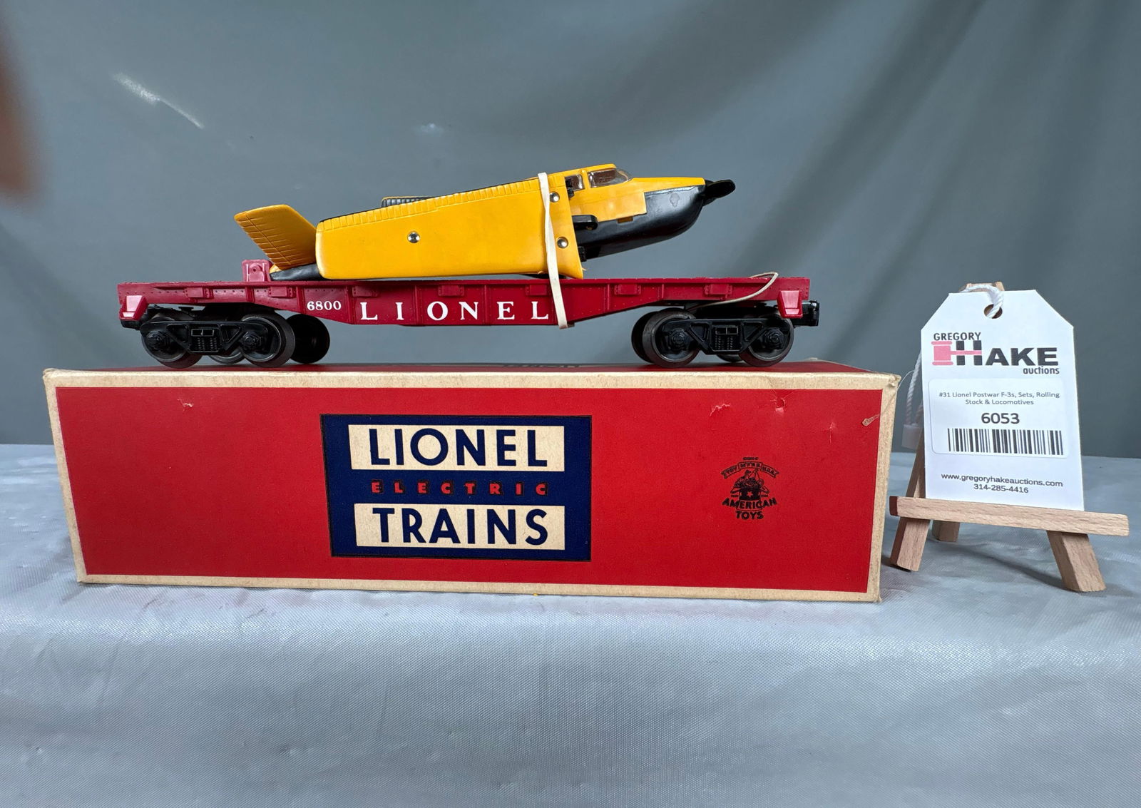Lionel Postwar Yellow Over Black Flat Car w/Airplane & OB (1 of 6)