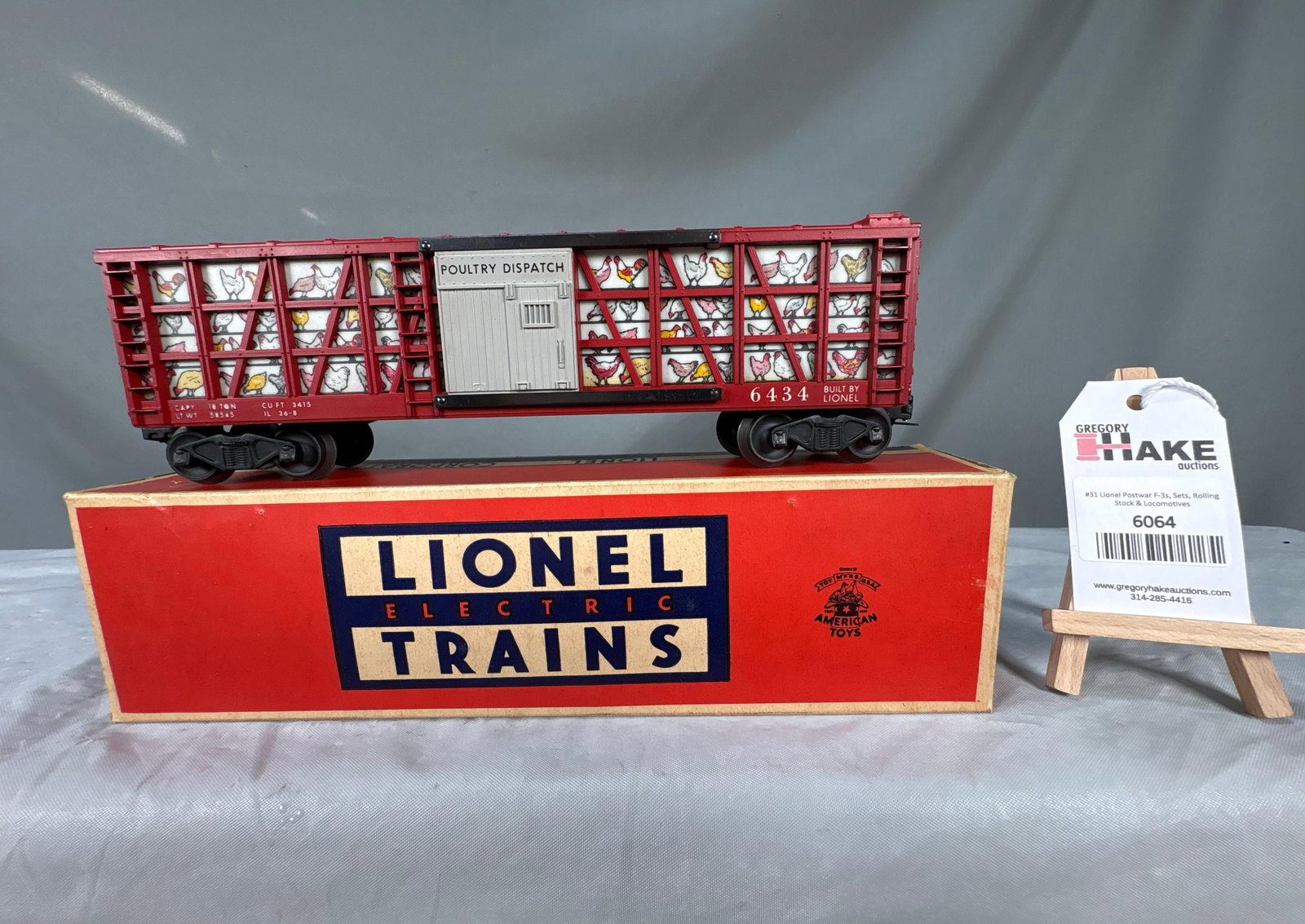 Lionel Postwar 6434 Poultry Car w/ OB: Lionel Postwar 6434 Poultry Car w/ Crisp OB, C7/8.