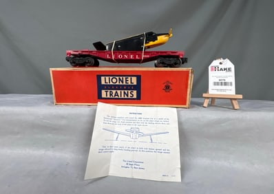 Lionel Postwar 6800 Flatcar w/ Black/Yellow Airplane & OB