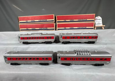 Lionel Postwar Red Stripe 2442, 2442, 2444, 2446 Passenger Cars w/OBs