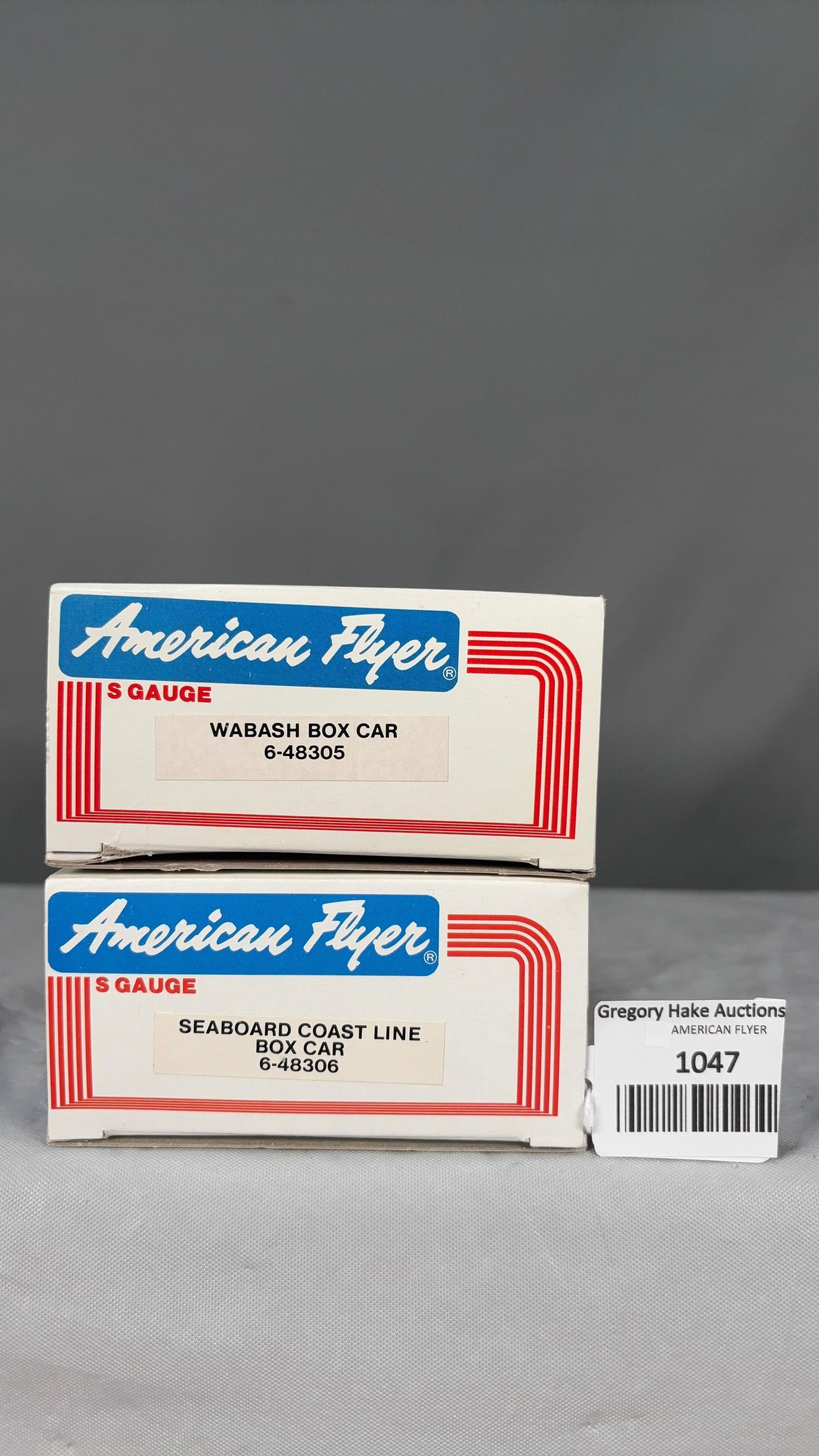American Flyer 48305 Wabash and 48306 Seaboard Boxcars w/obs - 2