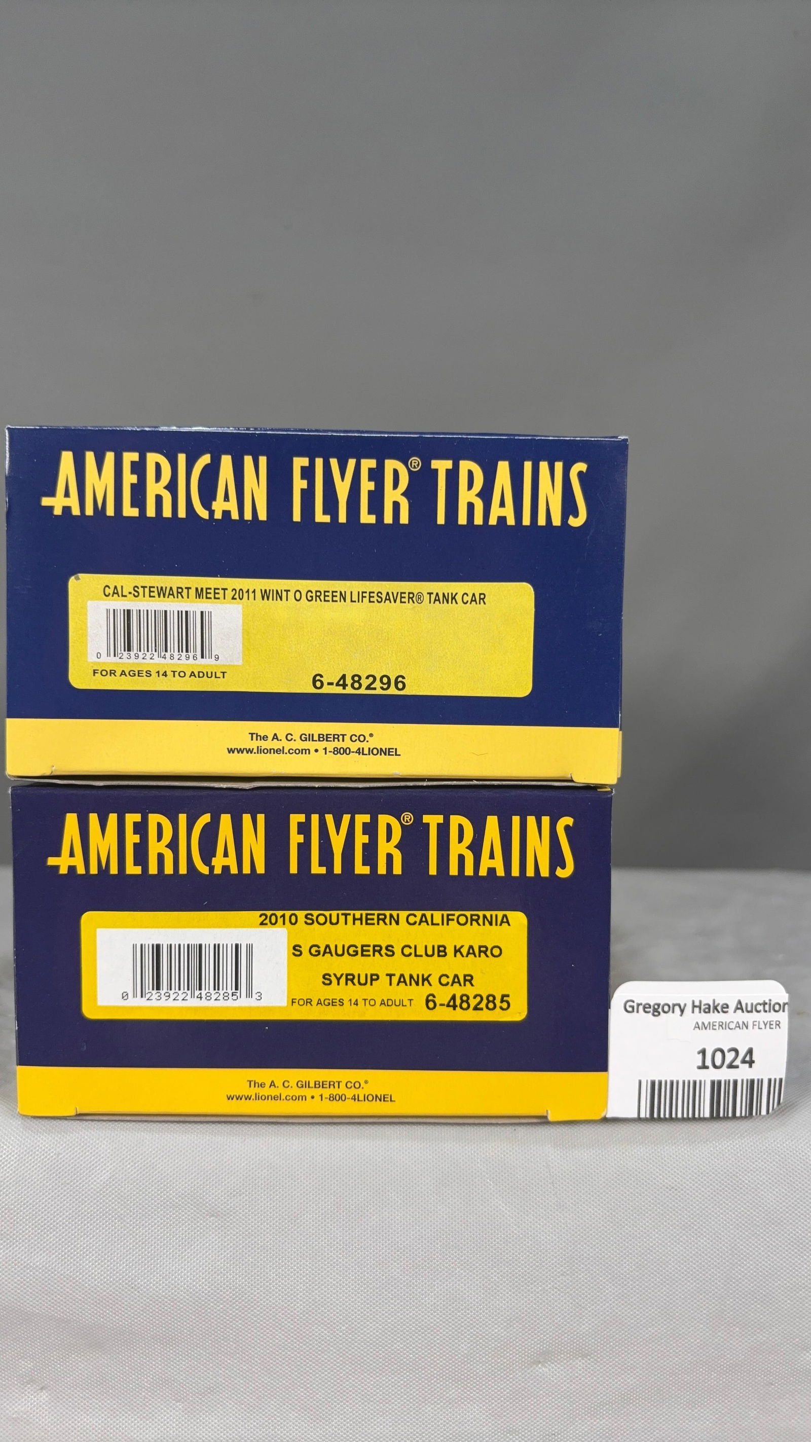 AF Cal-Stewart 48296 2011 Wint O Green Lifesavers & 48285 2010 SCSG Karo Syrup Tank Cars w/obs - 2