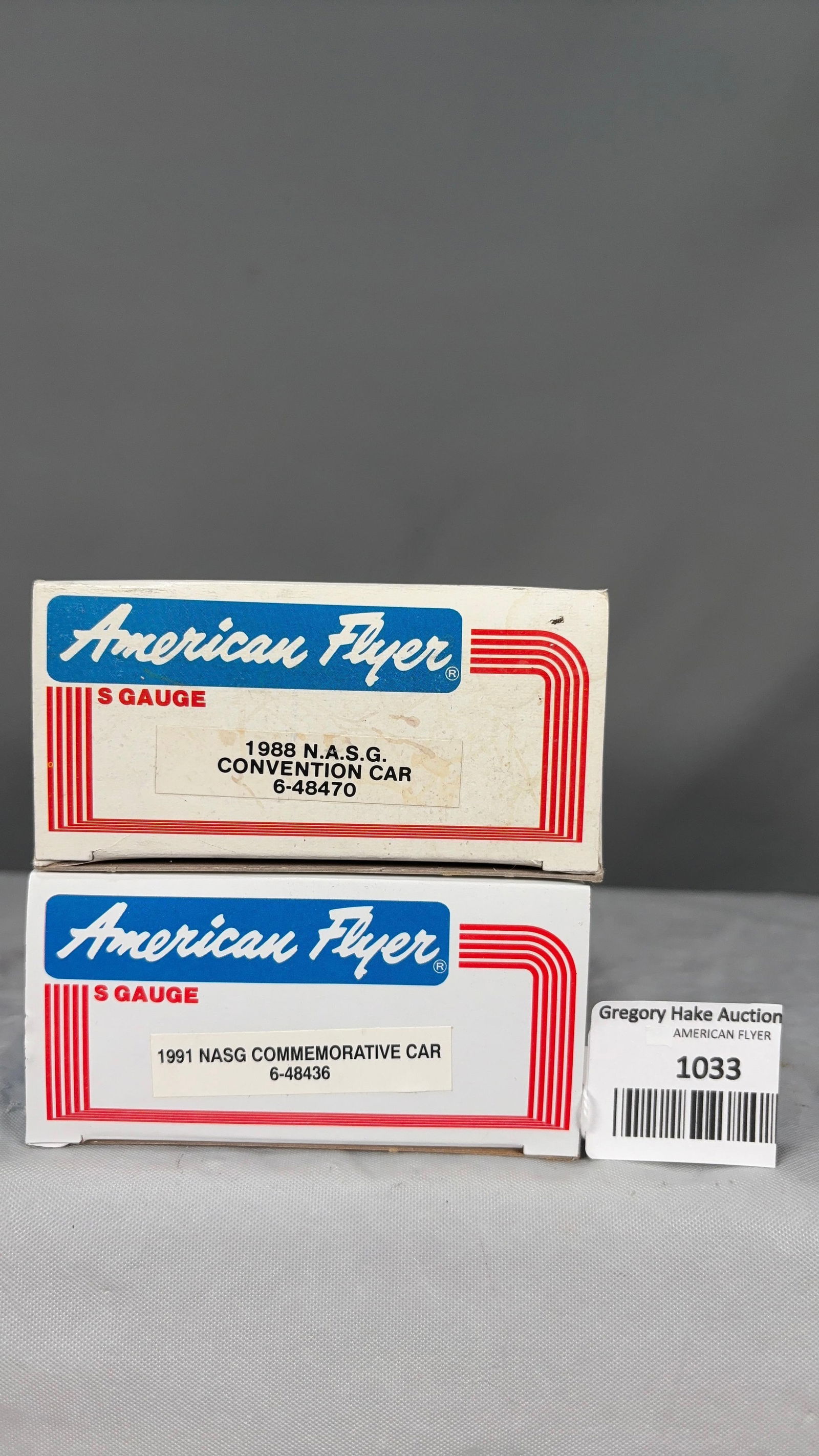 American Flyer 1988 NASG 48470 Boxcar and 1991 NASG 48436 Refrigerator Car w/obs - 2