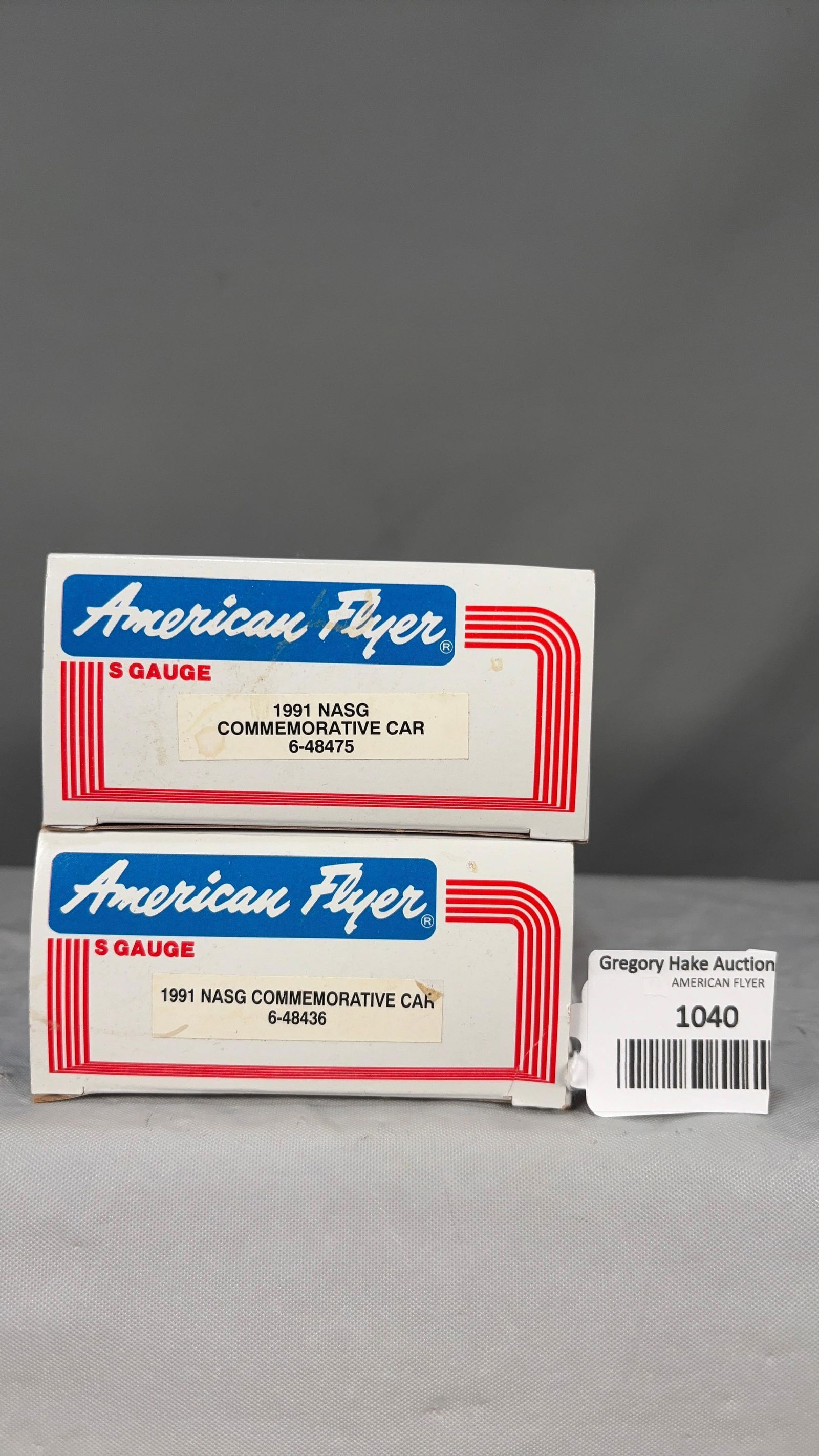 American Flyer (2) 1991 Commemorative NASG Freight Cars: 48436 & 48475 w/obs - 2