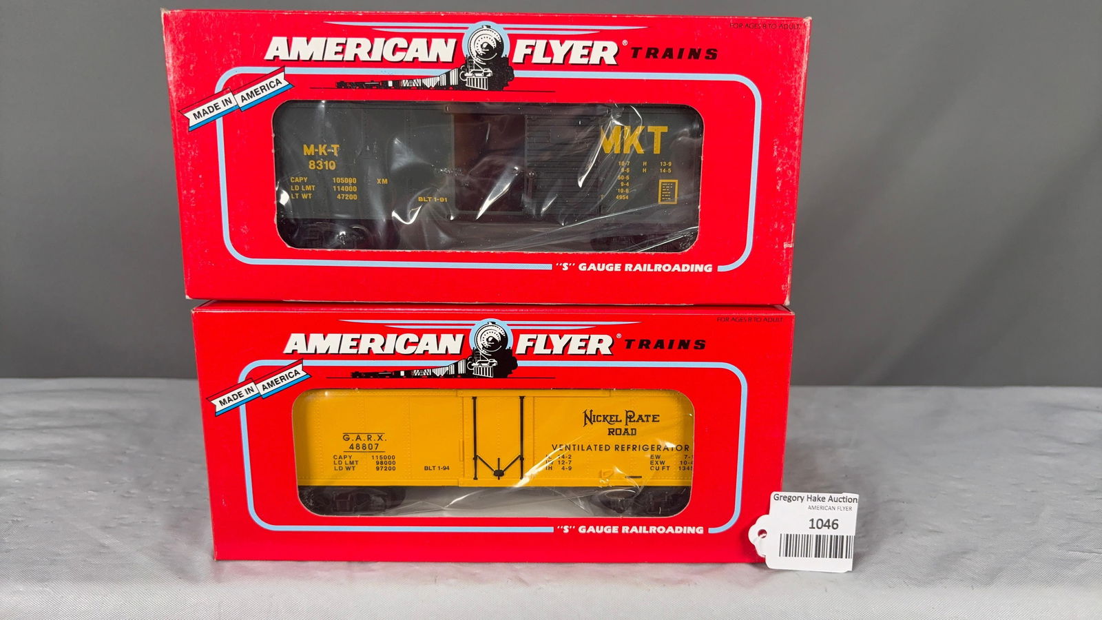 American Flyer MKT 48310 Boxcar and Nickel Plate Road 48807 Refrigerator Car w/obs (1 of 2)