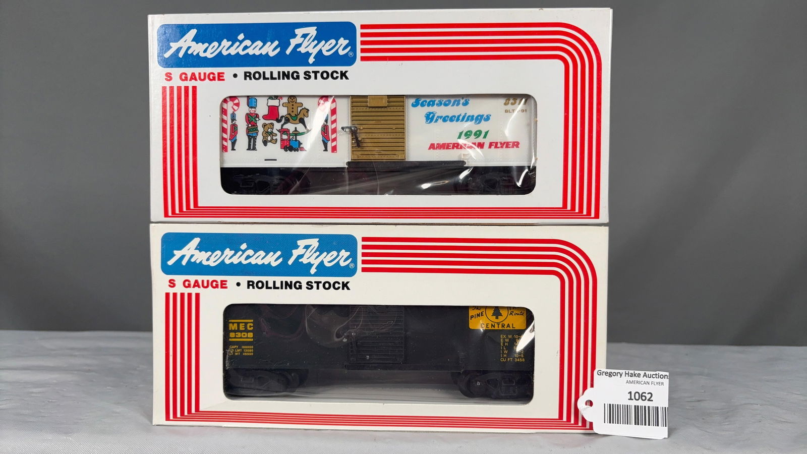 American Flyer 1991 Christmas Boxcar48311 and Maine Central Boxcar 48308 w/obs (1 of 2)
