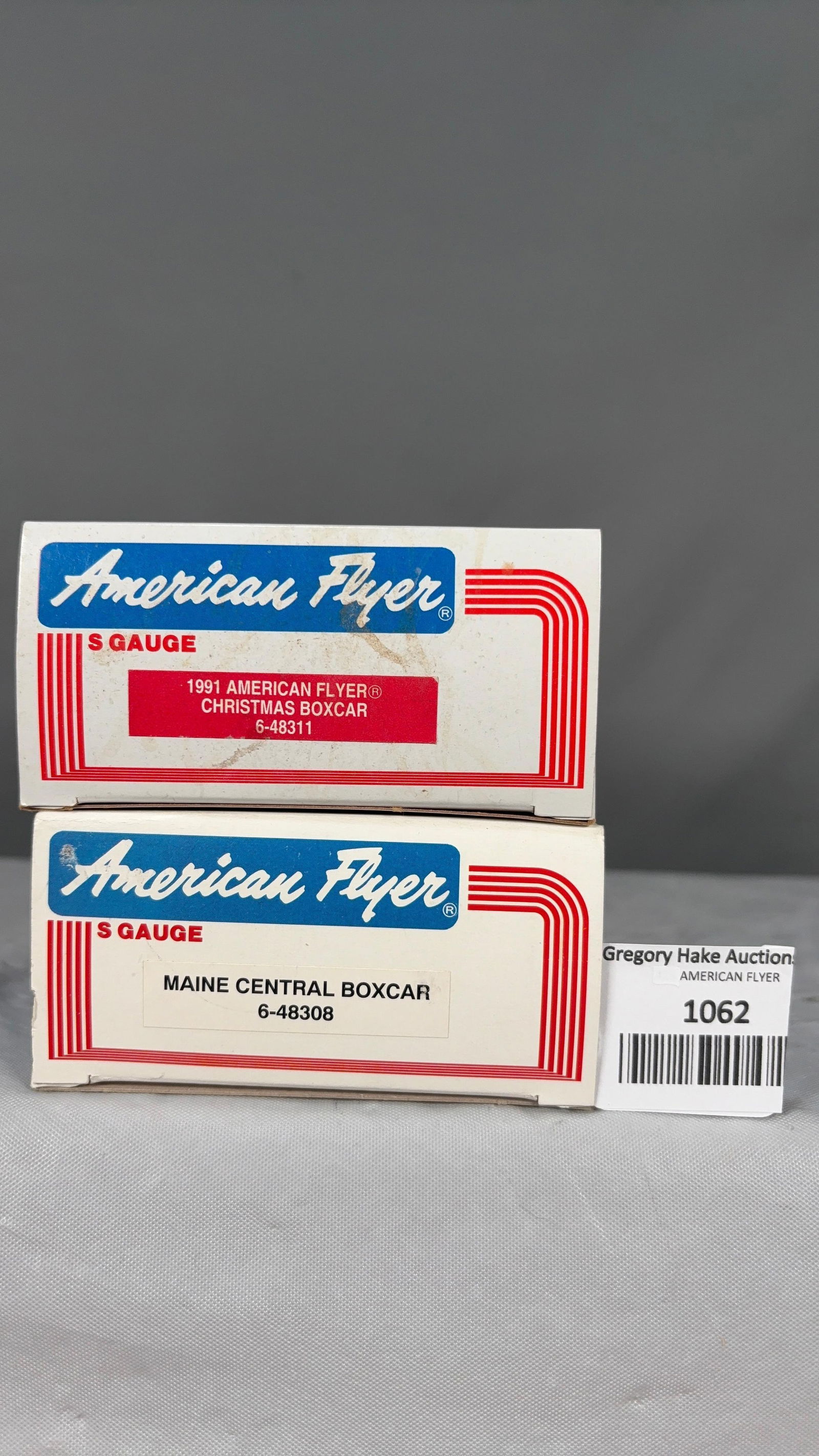 American Flyer 1991 Christmas Boxcar48311 and Maine Central Boxcar 48308 w/obs - 2