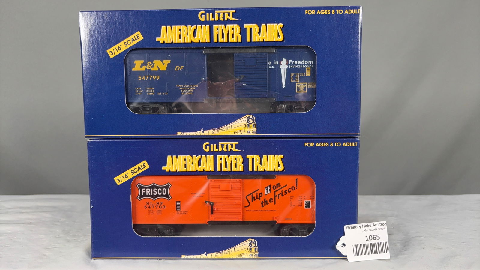 American Flyer 1999 TCA L&N Boxcar 48213 and 2000 TCA Frisco Boxcar 48219 w/obs (1 of 2)