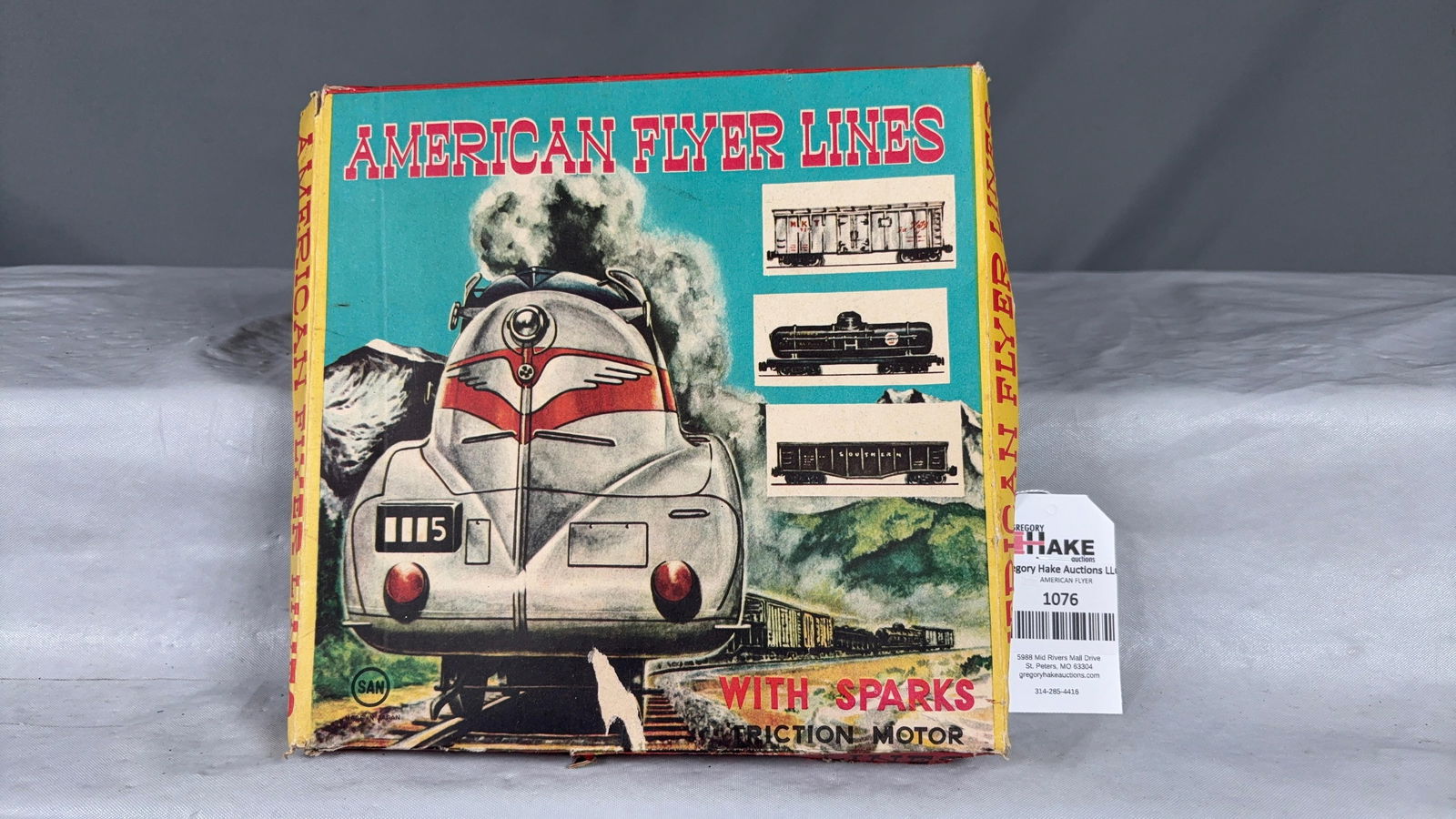 Japanese Floor Train American Flyer Lines Freight Set w/ob: Japanese Floor Train American Flyer Lines Freight Set w/ob. Friction powered. C8 See photos for details.Size9x9x2
