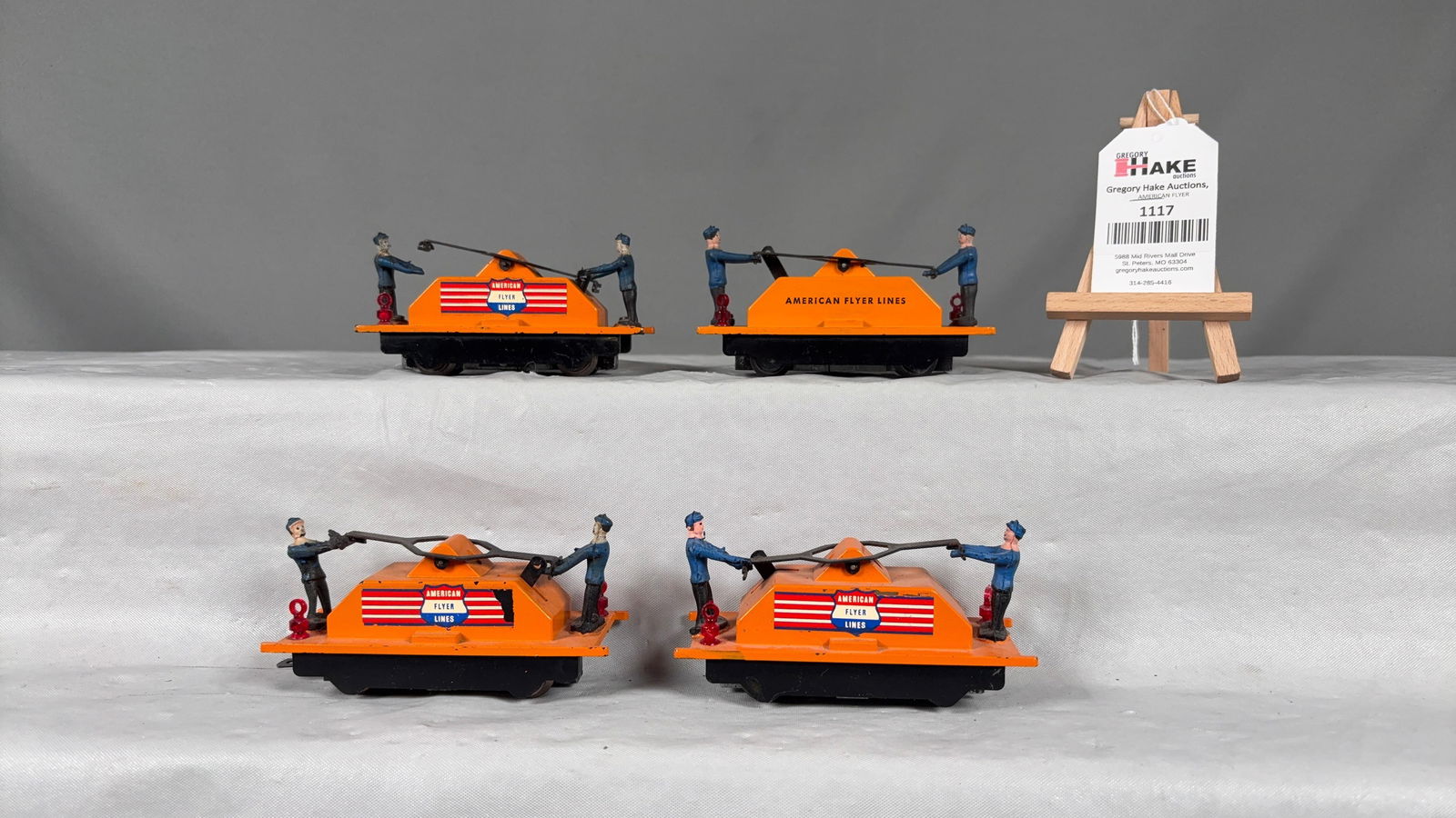 3 American Flyer Postwar 740 Handcars & 1 740A Handcar: 3 American Flyer Postwar 740 Handcars & 1 740A Handcar. C7Size5x8x3