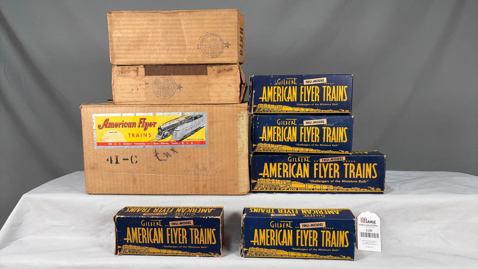 American Flyer Prewar Empty Boxes including set box, 2 locomotive boxes & 5 freight (1 of 2)
