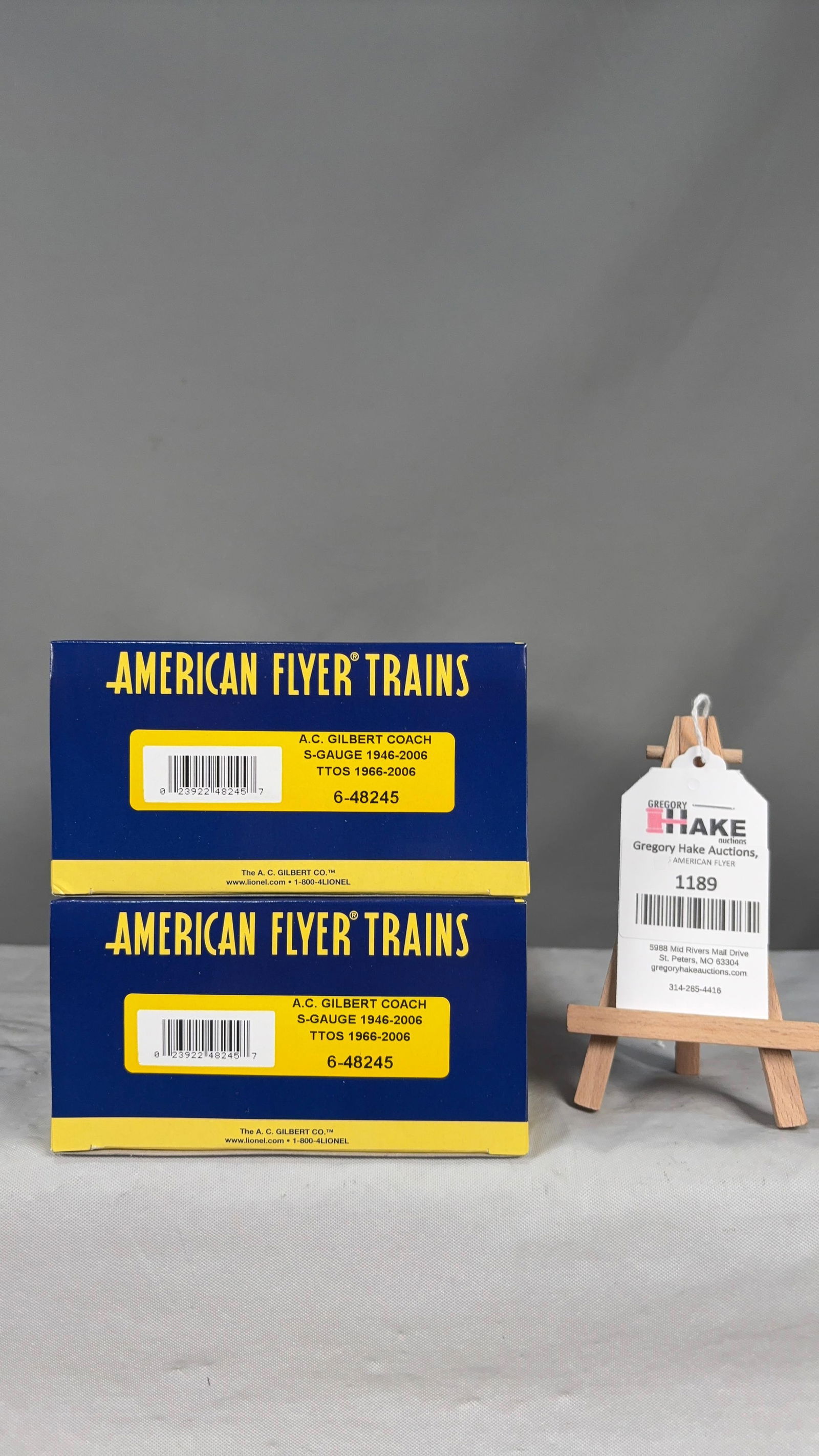 American Flyer 6-48245 6-48245 w/ OB: Set of 2 American Flyer 6-48245 A.C. Gilbert Coach S Gauge 1946-2006 TTOS 1966-2006 w/ OB. C9 See photos for detailsSize11x5x5