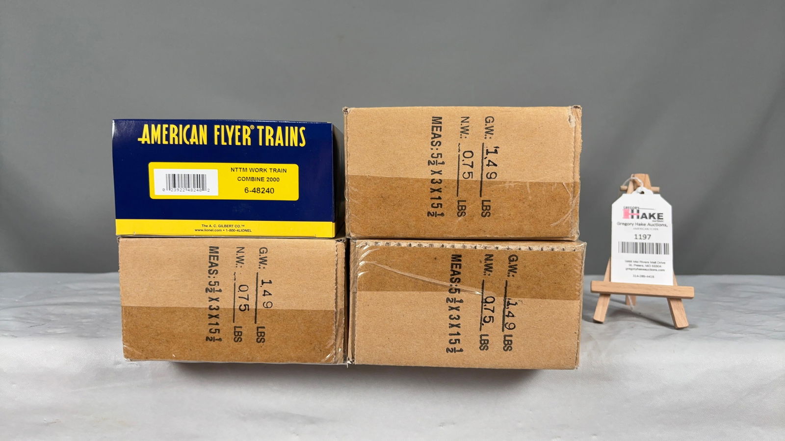 3 American Flyer LTI 48240 NTTM Work Train Combines 2000 w/ OB's: 3 American Flyer LTI 48240 NTTM Work Train Combines 2000 w/ OB's. C10. Two are factory sealed in their shipping boxes. See Photos for Details.Size16x11x7