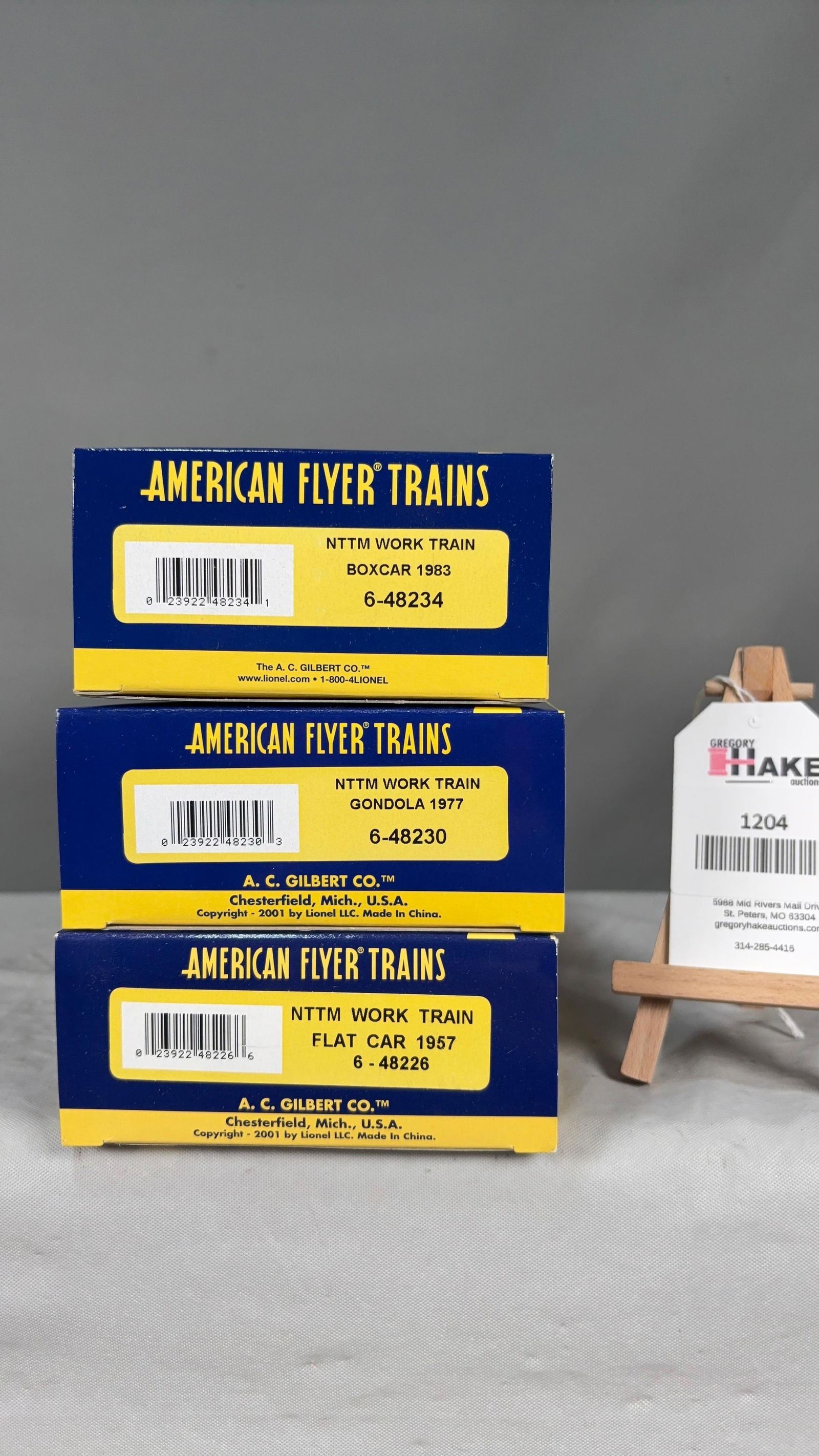 American Flyer LTI 48234 Boxcar, 48226 Flat Car & 48230 Gondola w/ OB's (1 of 2)