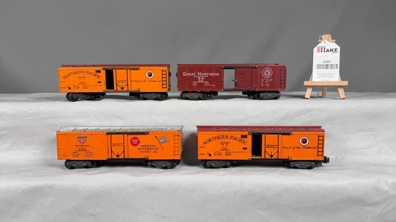 American Flyer 913 GN, 2- 947 NP's and 988 ART Reefer Freight Cars - 2