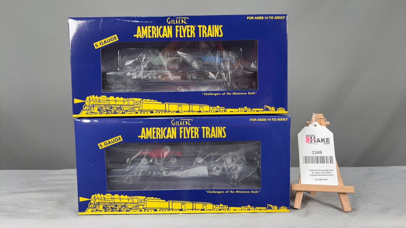 American Flyer LTI 44000 AF Flat Car w/ Vehicles, 44001 AF Flat Car w/ Vehicles & OB's - 2