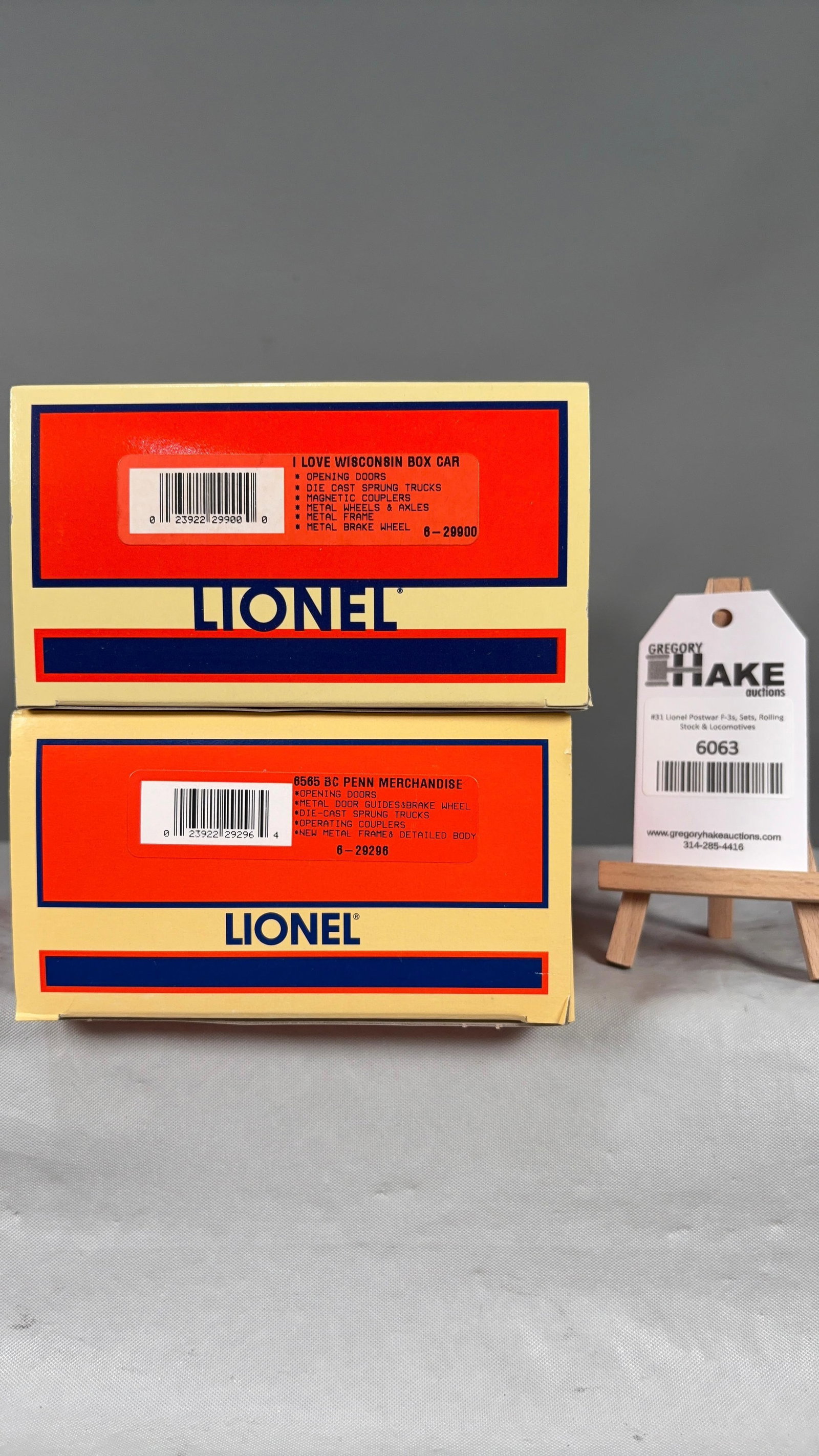 Lionel LTI Set of 2: I Love Wisconsin Box Car 29900, 6565 BC Penn Merchandise 29296 w/OB (1 of 3)