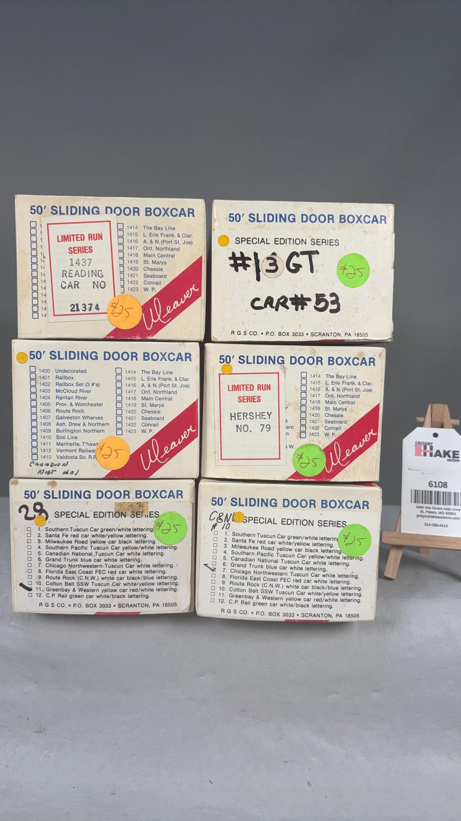 Six Weaver O Gauge Box Cars w/OB (1 of 2)