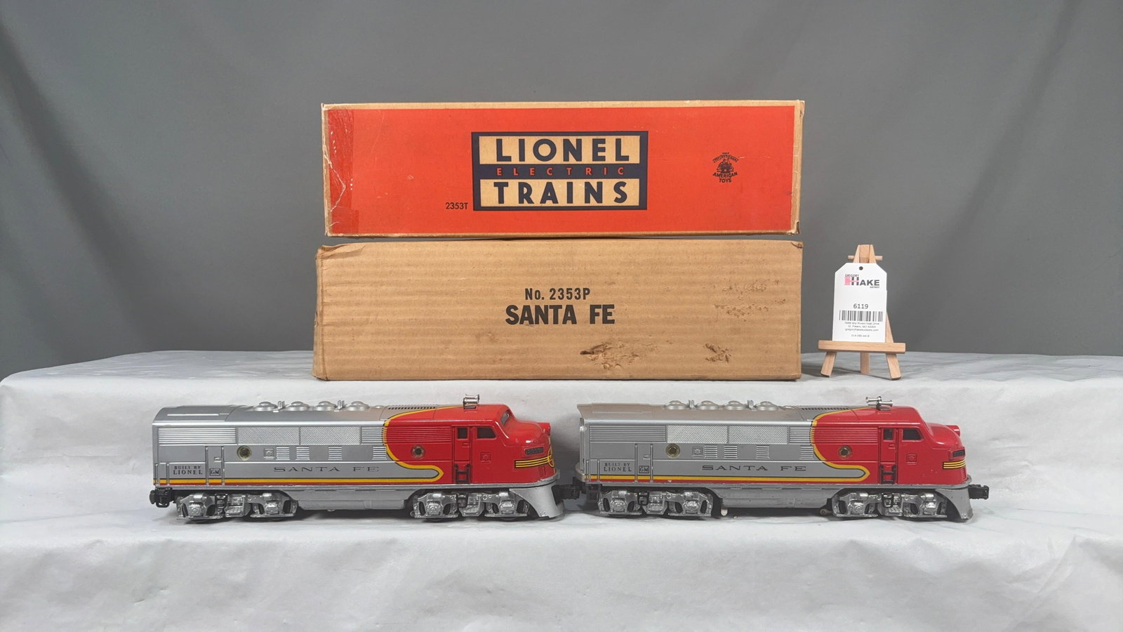 Lionel Post War Set of 2: Santa Fe Locomotive & Dummy 2353P, 2353T w/OB (1 of 6)