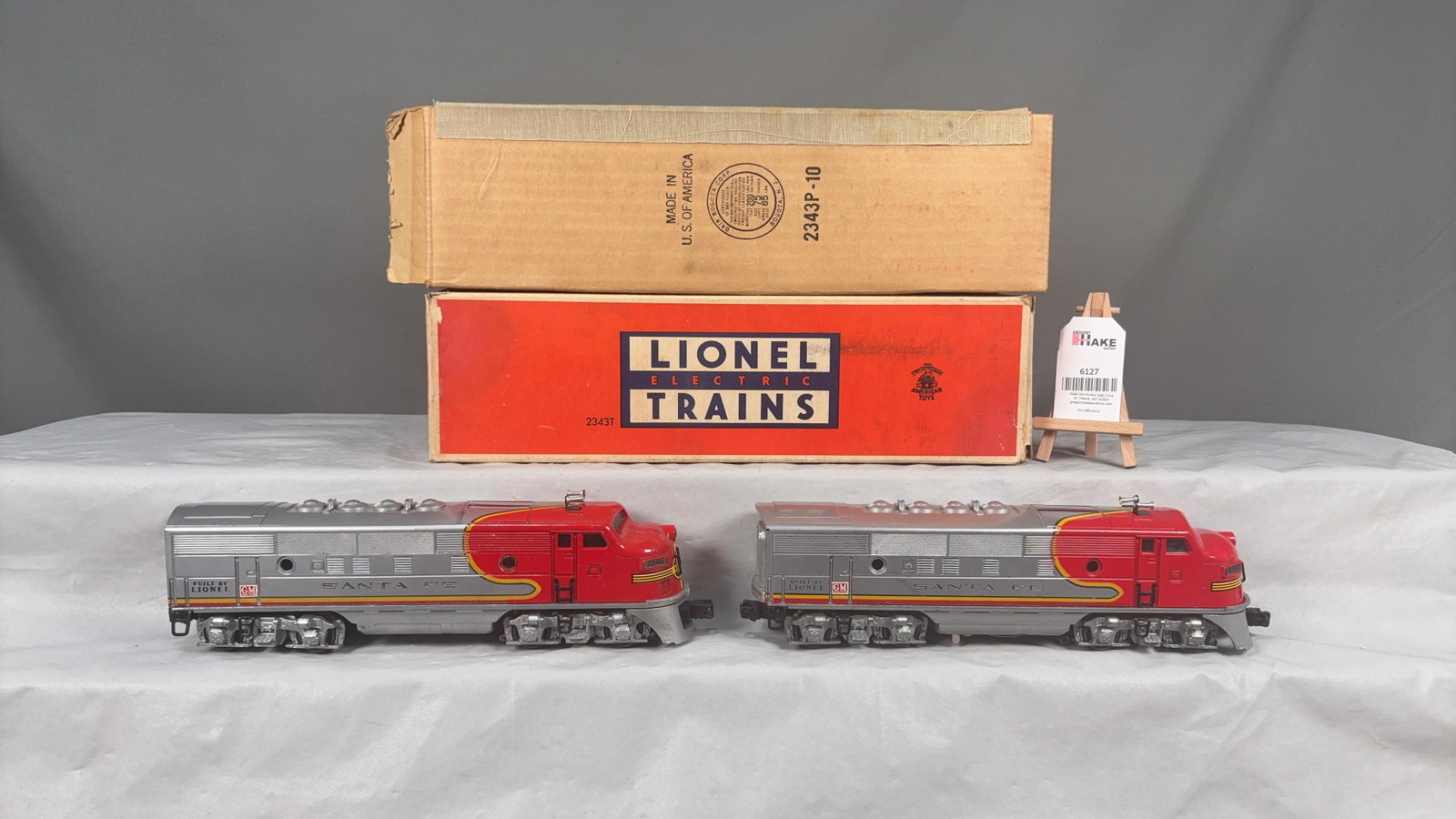 Lionel Post War Set of 2: Santa Fe Locomotive & Dummy 2343T, 2343P w/OB (1 of 6)