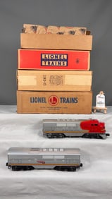 Lionel Postwar 2243 AB Santa Fe F3 Diesel Locomotives and OB's and Master Carton