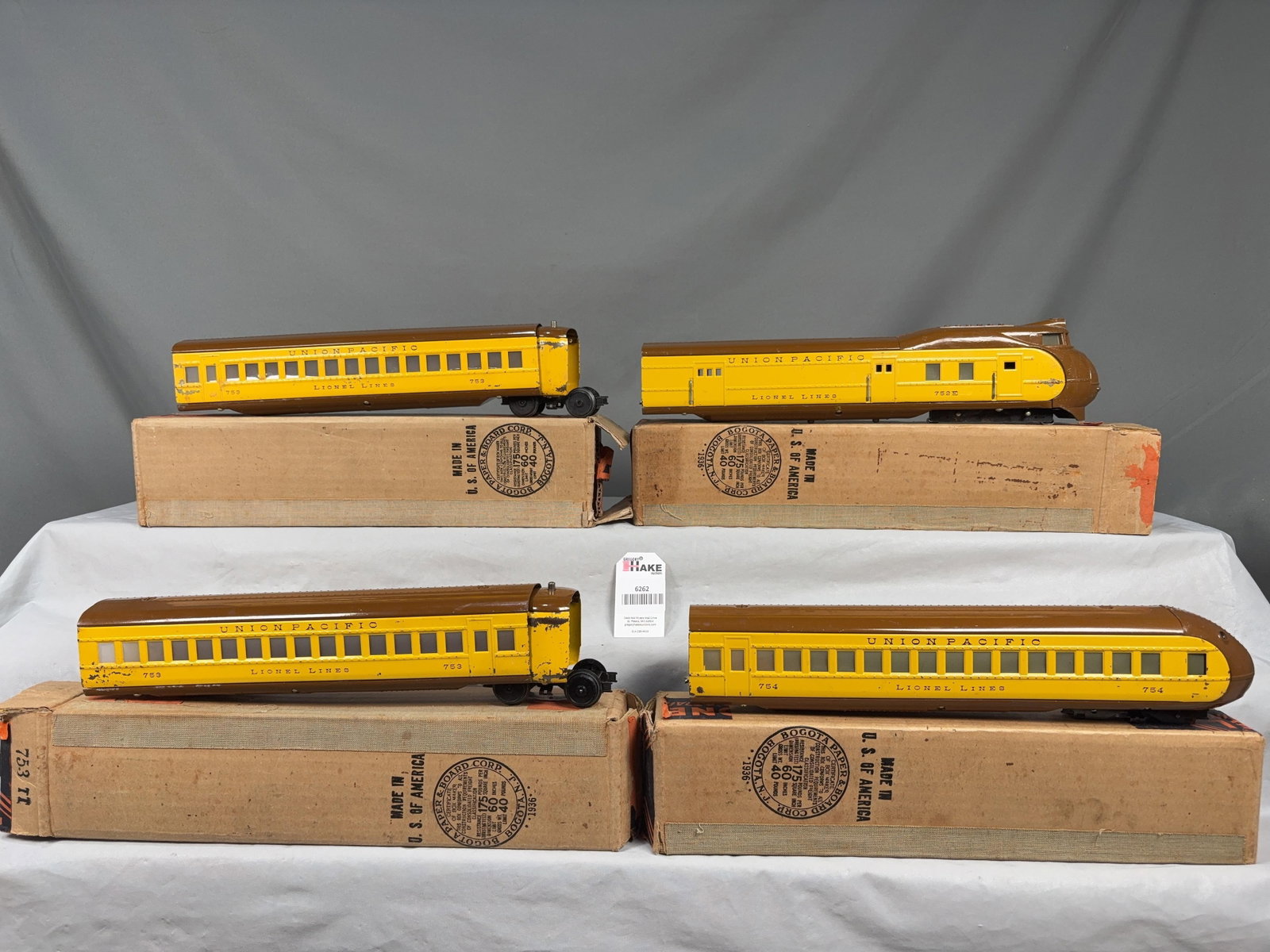 Lionel Prewar 752 E, 753, 753, 754 UP Two Tone Streamliner w/ OB (1 of 7)