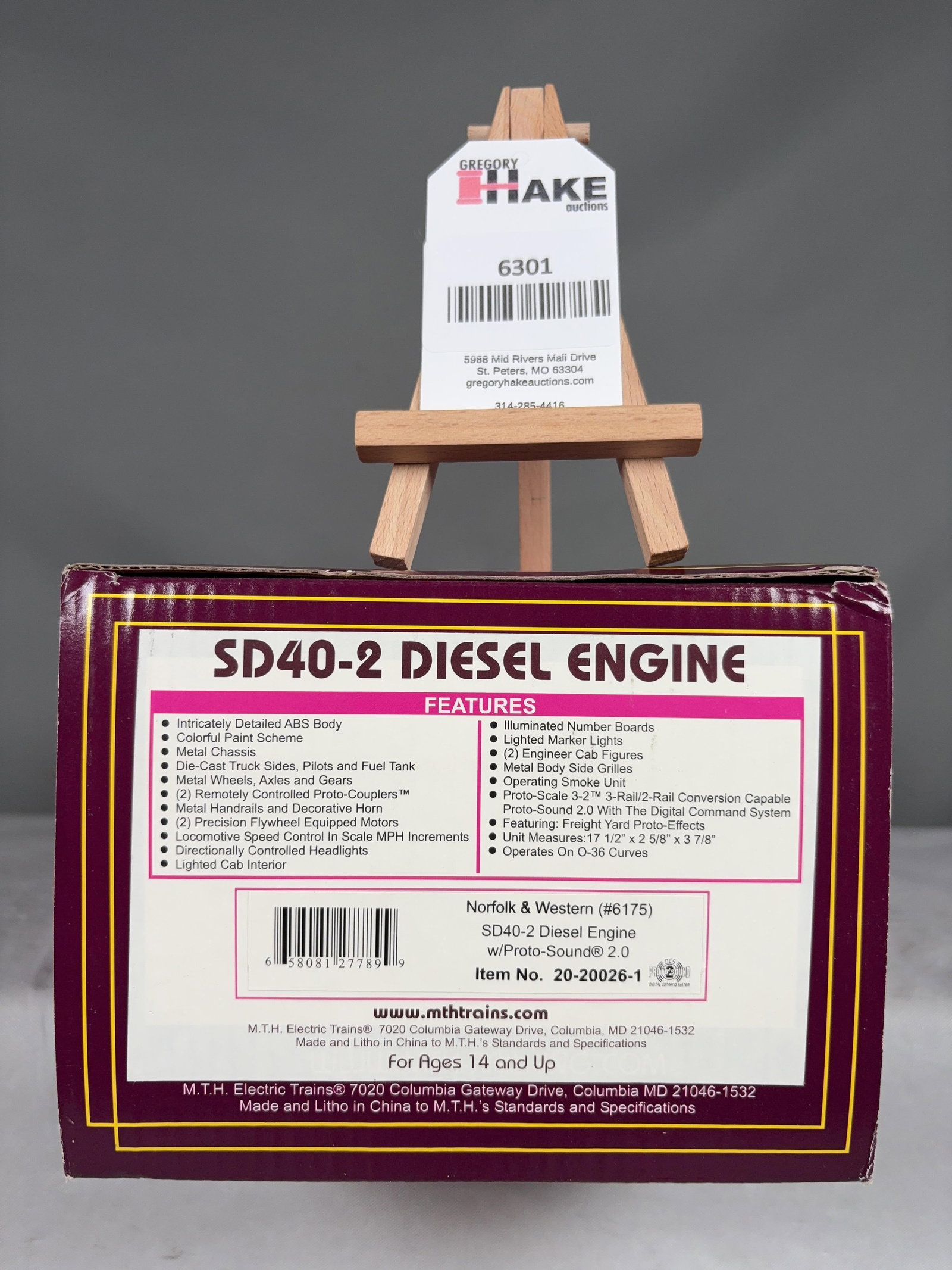MTH Norfolk & Western (#6175) SD40-2 Diesel Engine w/ Proto-Sound 2.0 20-20026-1 w/OB (1 of 4)
