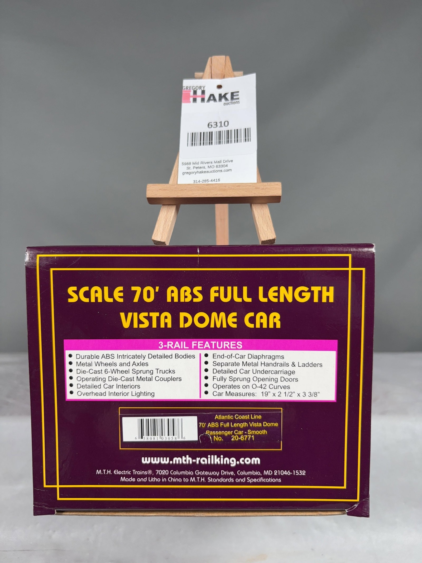 MTH Atlantic Coast Line 70' ABS Full Length Vista Dome Passenger Car - Smooth 20-6771 w/OB (1 of 3)