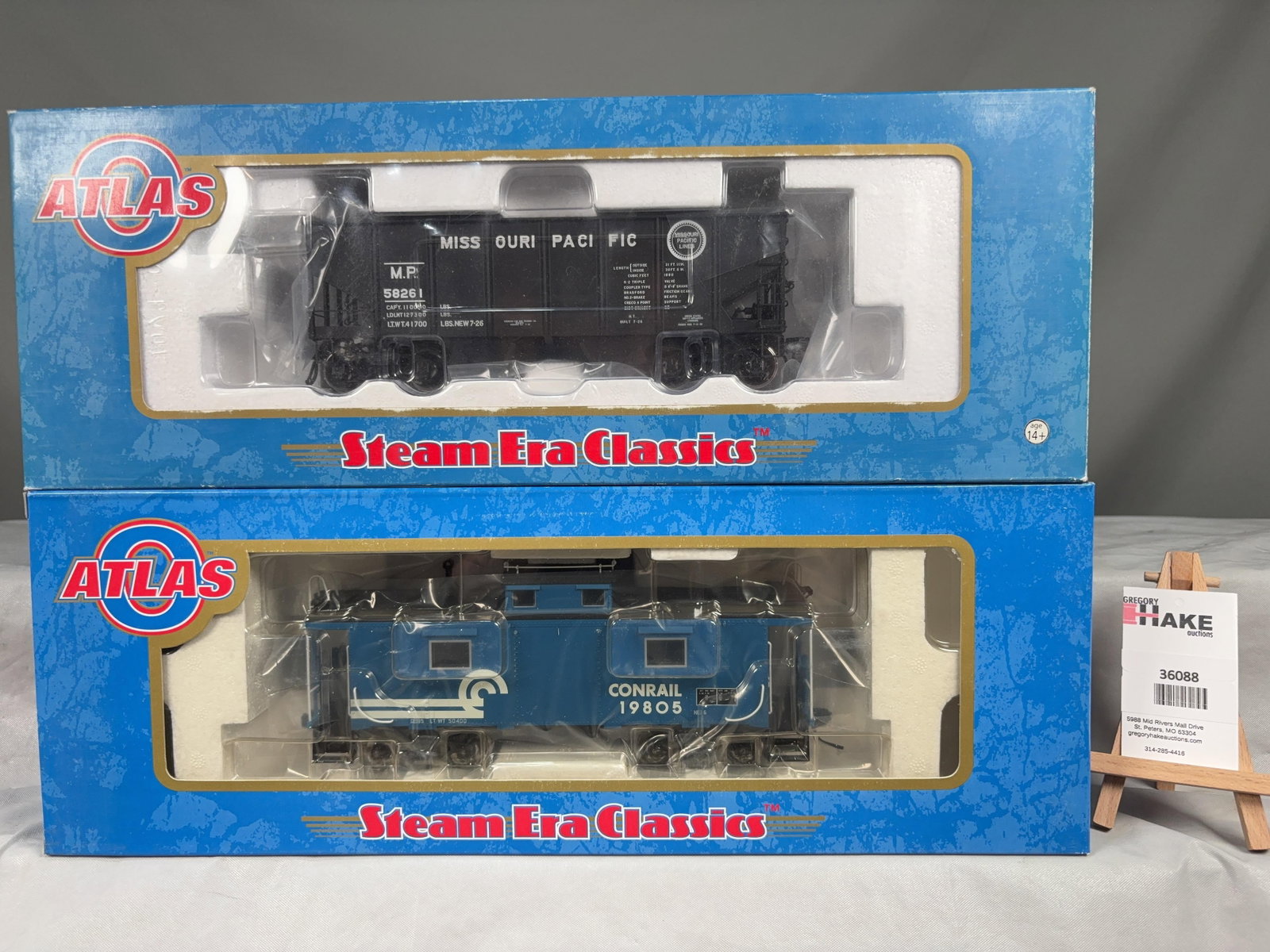 2 Atlas O Scale Coal Hopper and Caboose Cars w/OB's - 2