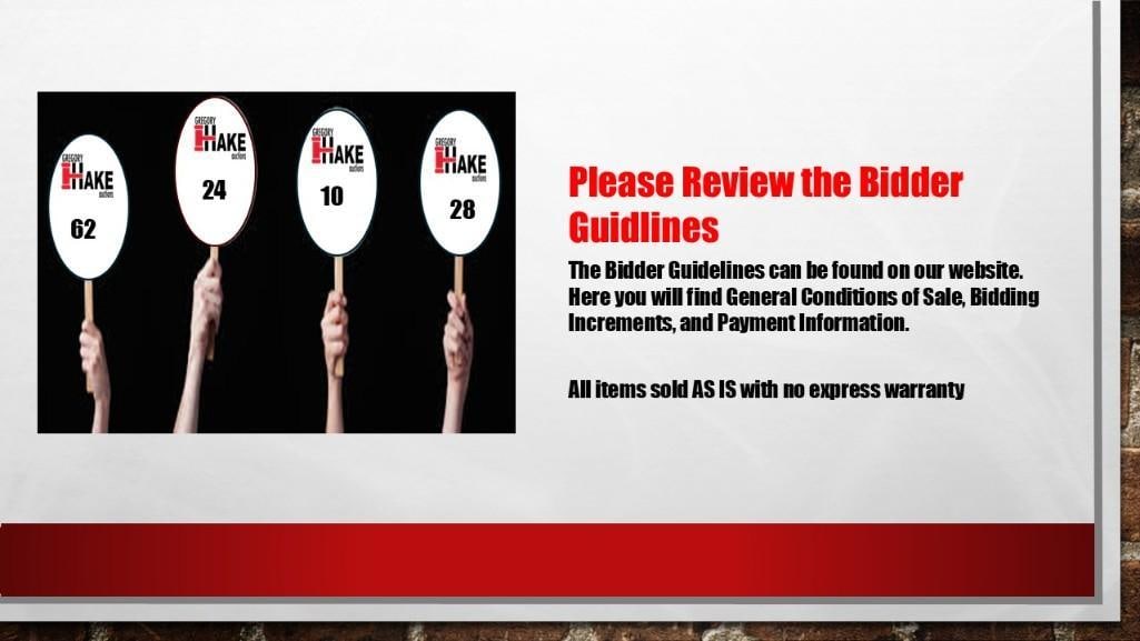 PLEASE REVIEW THE BIDDER'S GUIDELINES: PLEASE REVIEW THE BIDDER'S GUIDELINES Size 1x1x1