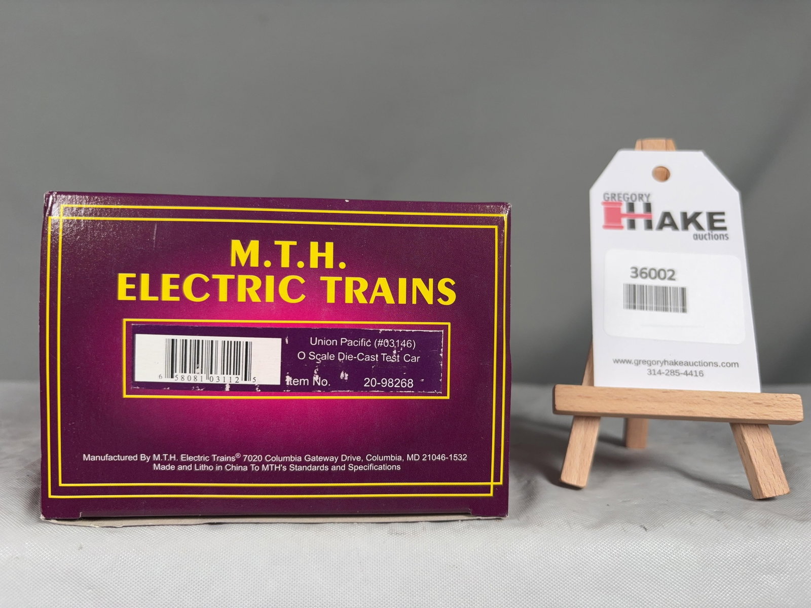 MTH Union Pacific O Scale Die-Cast Test Car 20-98268, w/ OB: MTH Union Pacific O Scale Die-Cast Test Car 20-98268 w/ OB, C10� � Size 7x4x5