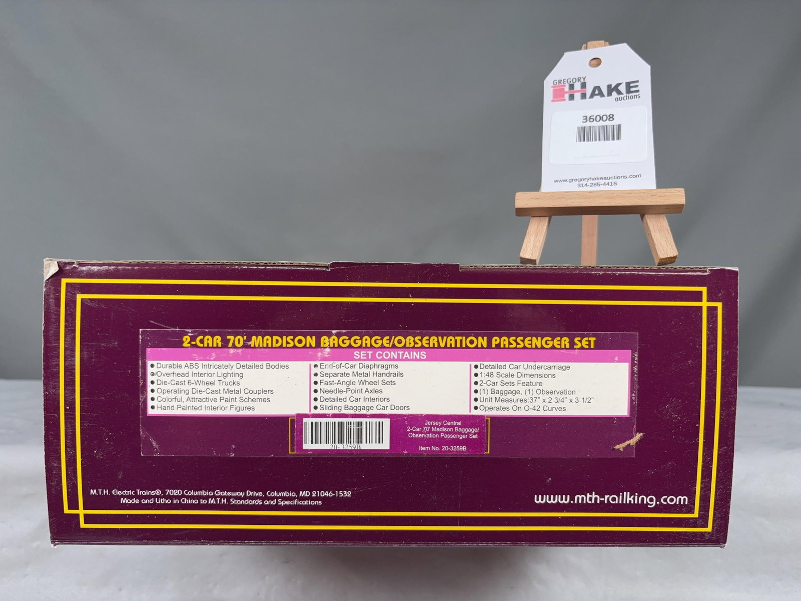 MTH Jersey Central 2 Car 70' Madison Baggage/Observation Passenger Set 20-3259B, w/OB (1 of 3)