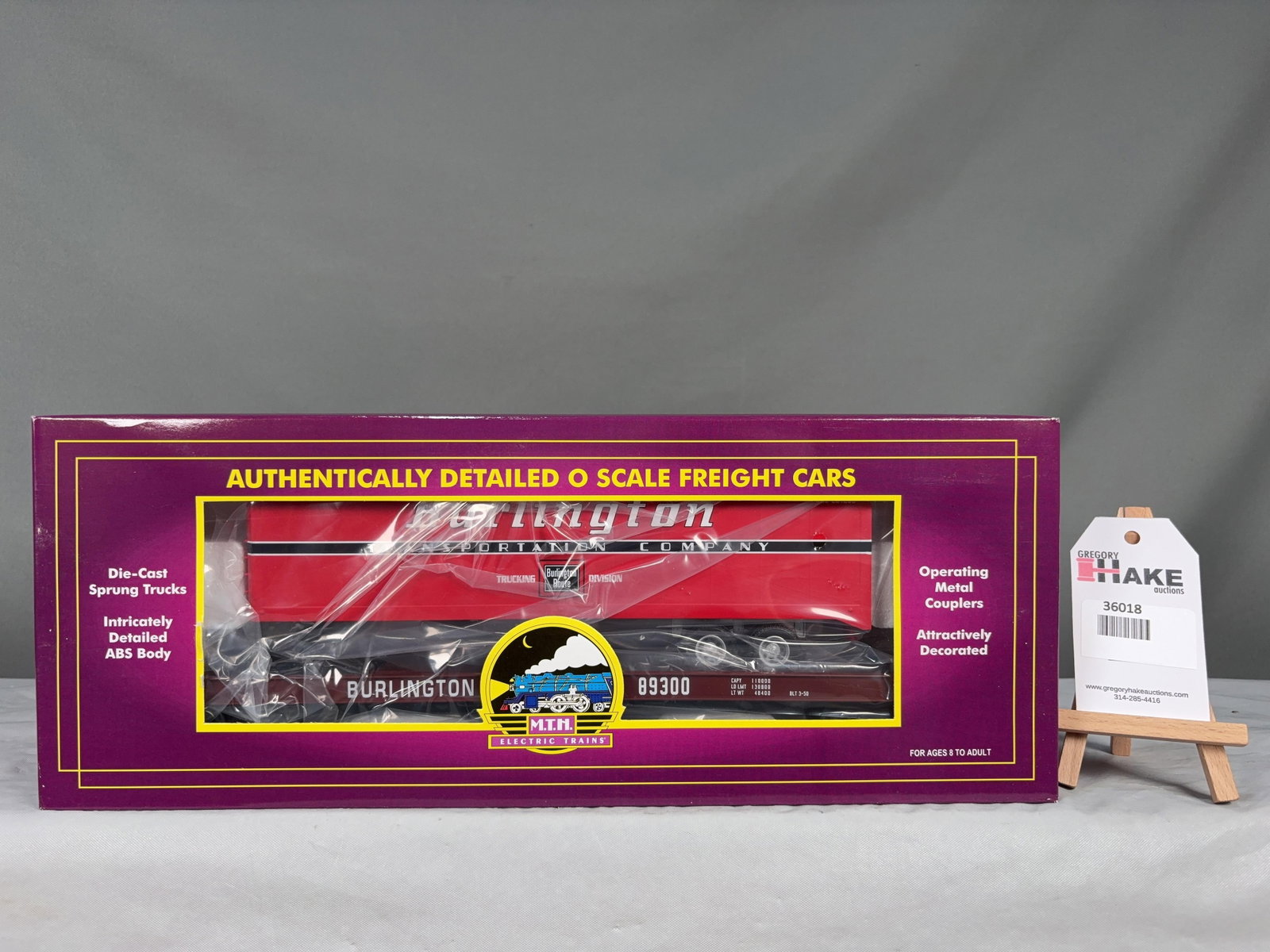 MTH Burlington Flat Car w/ 40' Trailer 20-98126 w/ OB - 2