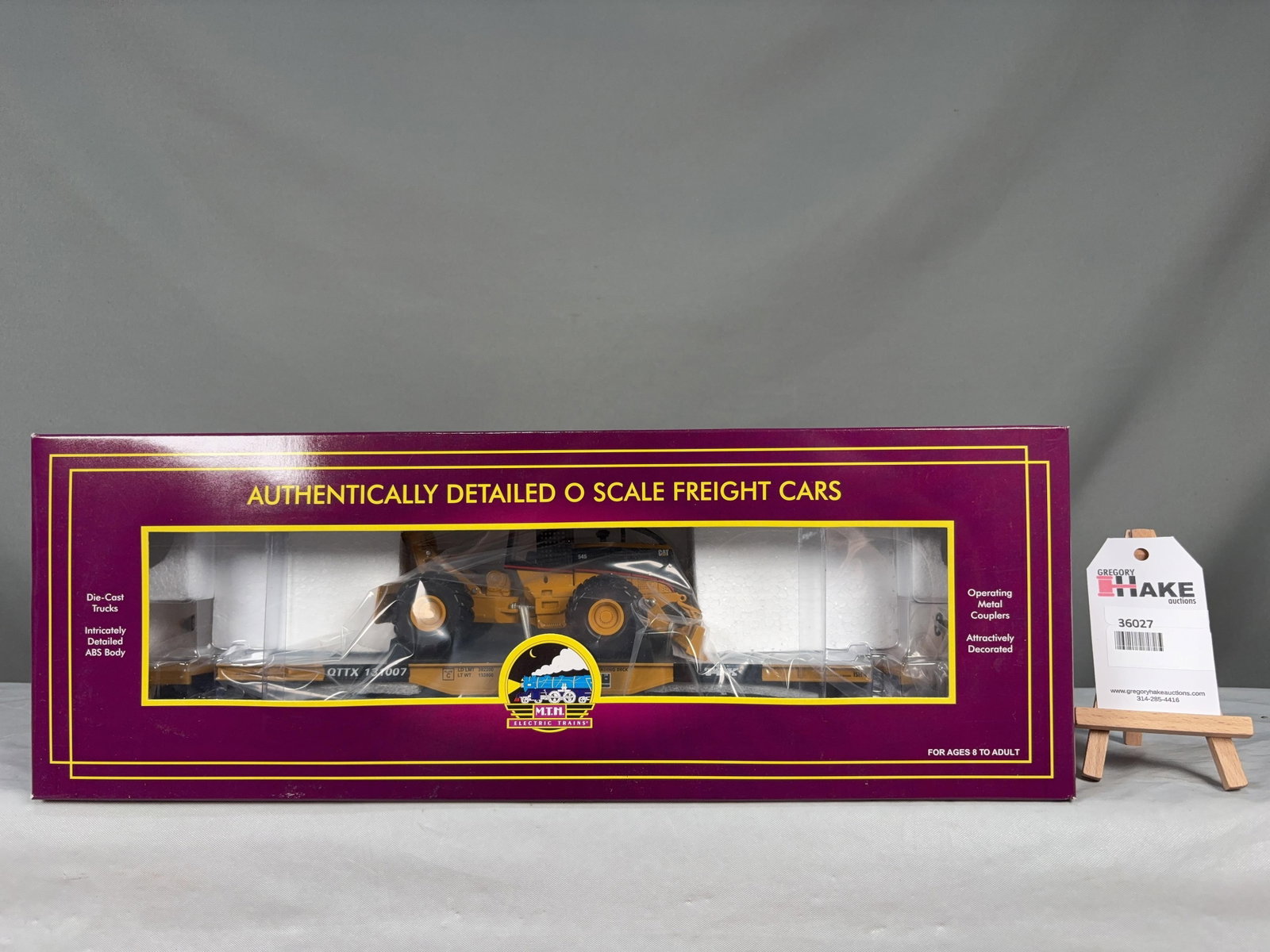 MTH TTX 47' Heavy Duty Flatcar w/ CAT 545 Cable Skidder 20-98423 w/ OB - 2