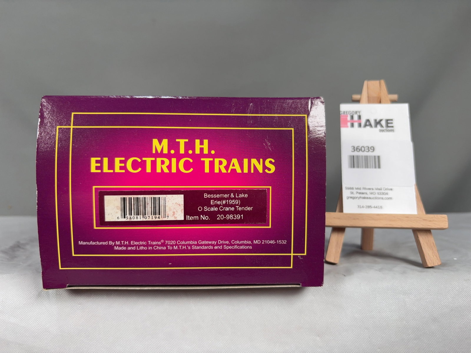 MTH Bessemer & Lake Erie O Scale Crane Tender 20-98391 w/ OB (1 of 2)