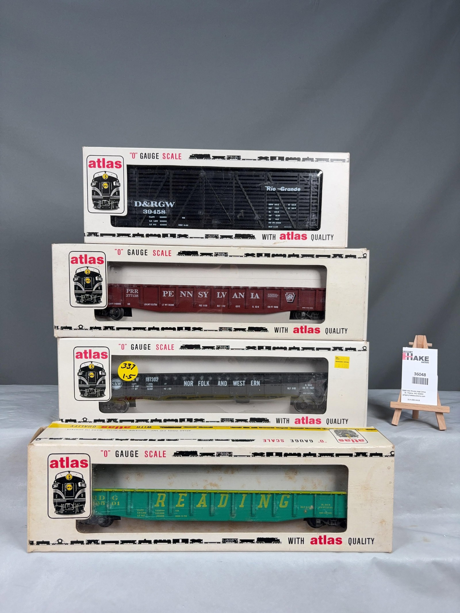 Four Atlas O Scale Cars w/OB's - 2
