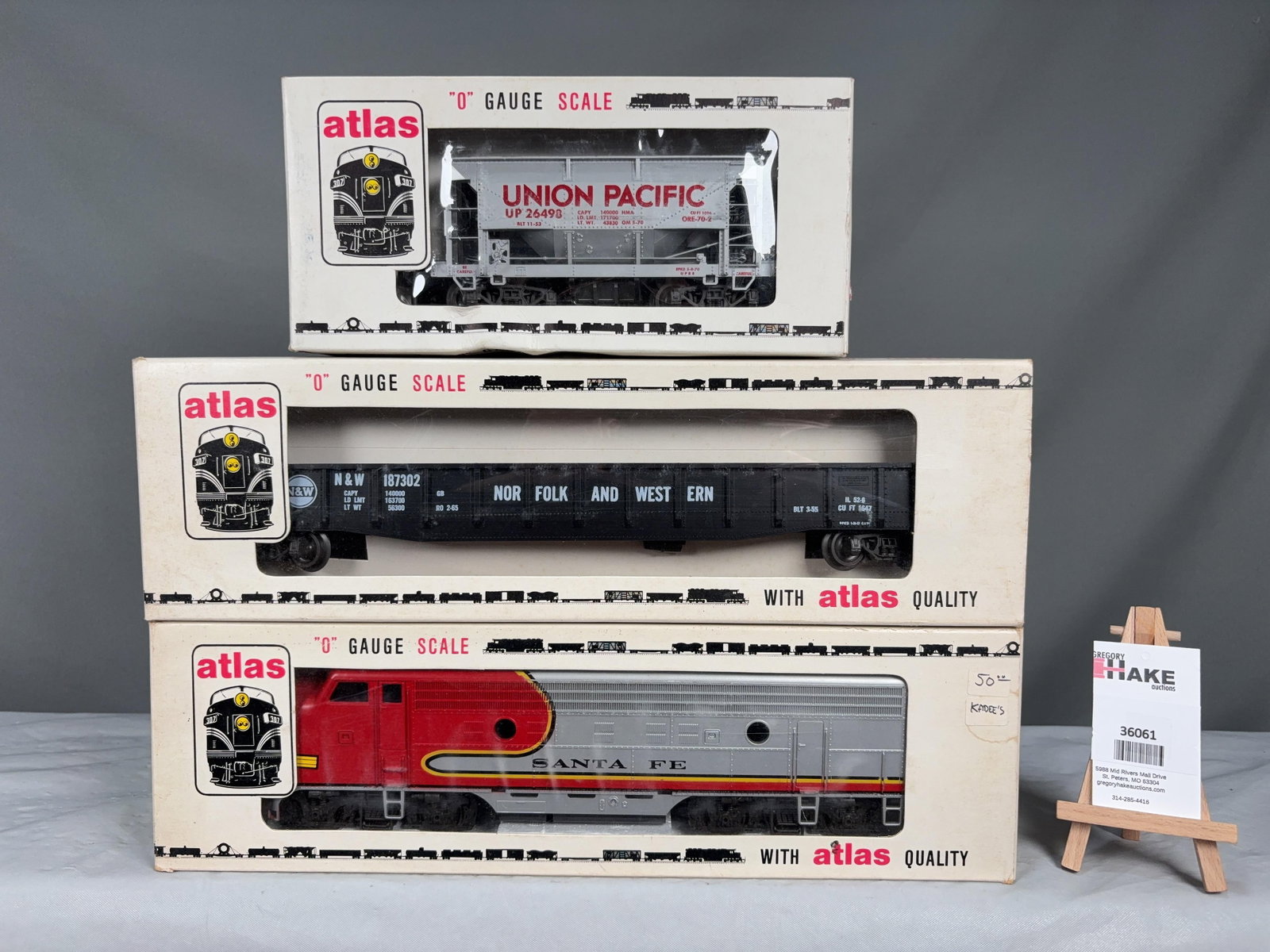 3 Atlas O Scale Cars w/OB's - 2