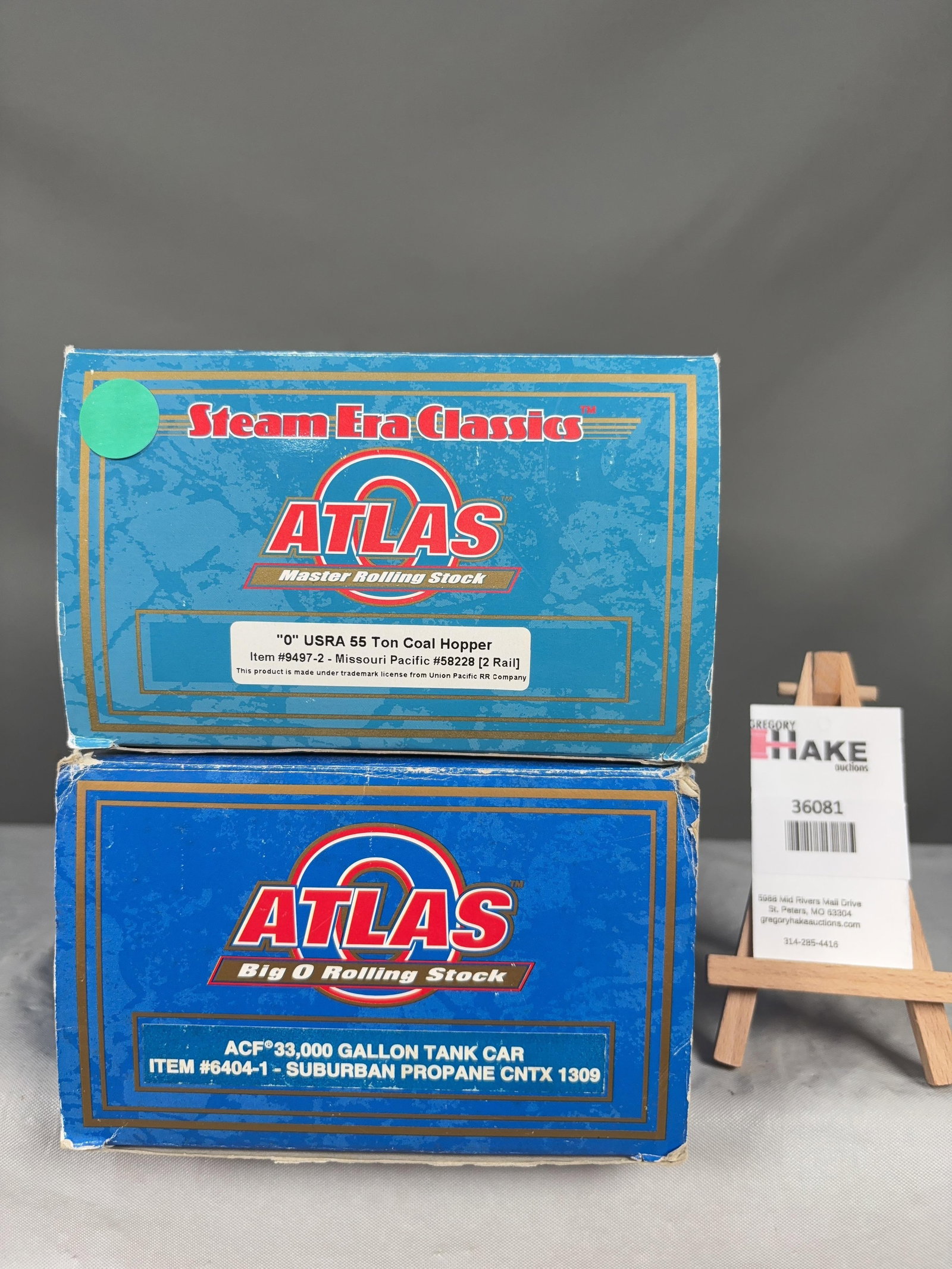 Atlas O Scale Coal Hopper & Tank Cars w/OB's: Atlas O Scale Missouri Pacific Coal Hopper 9497-2 & Suburban Propane Tank 6404-1 Cars w/OB's w/ OB, C8 Size 20x6x8