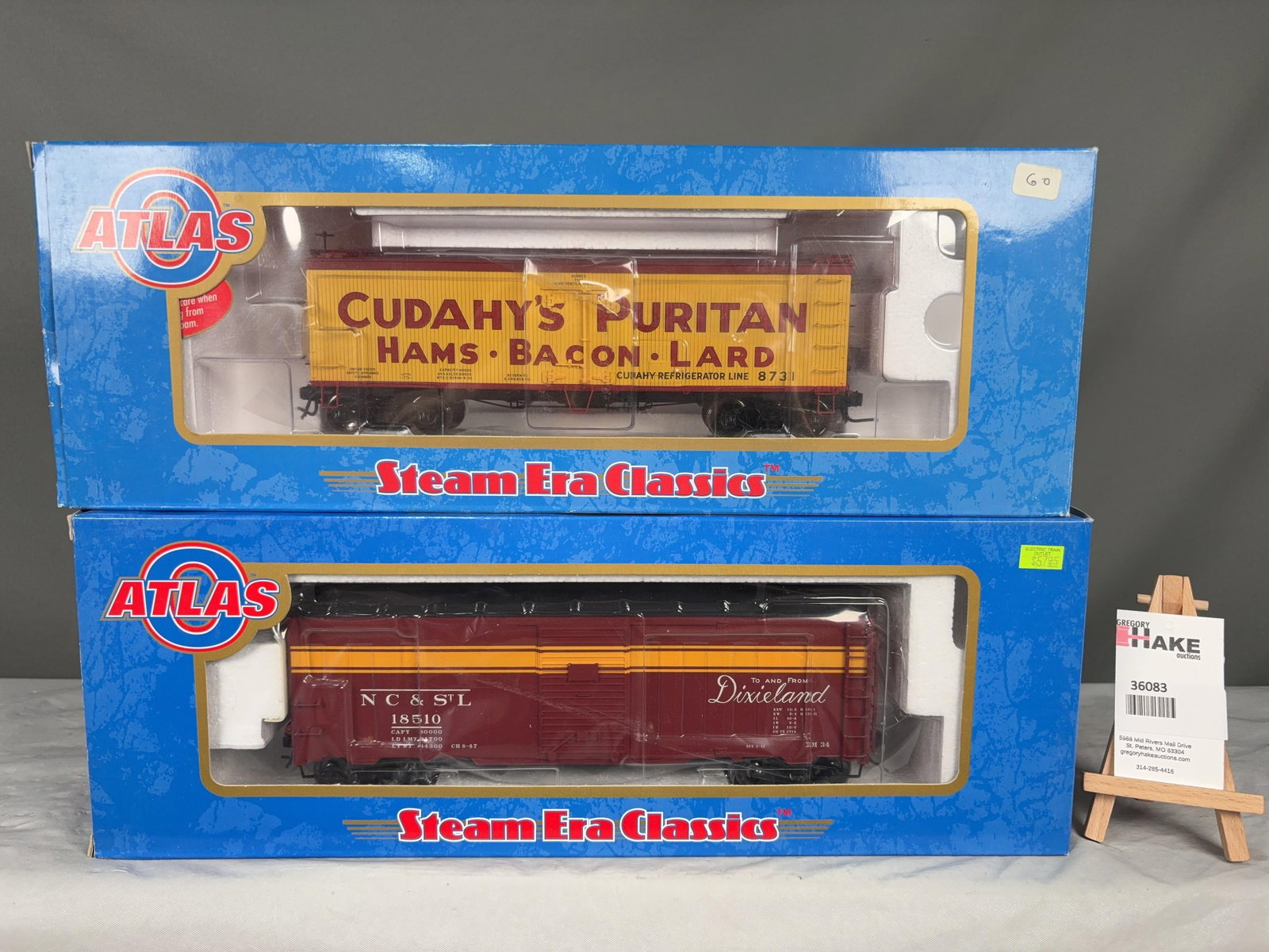 2 Atlas O Scale Refrigerator and Box Cars w/OB's - 2