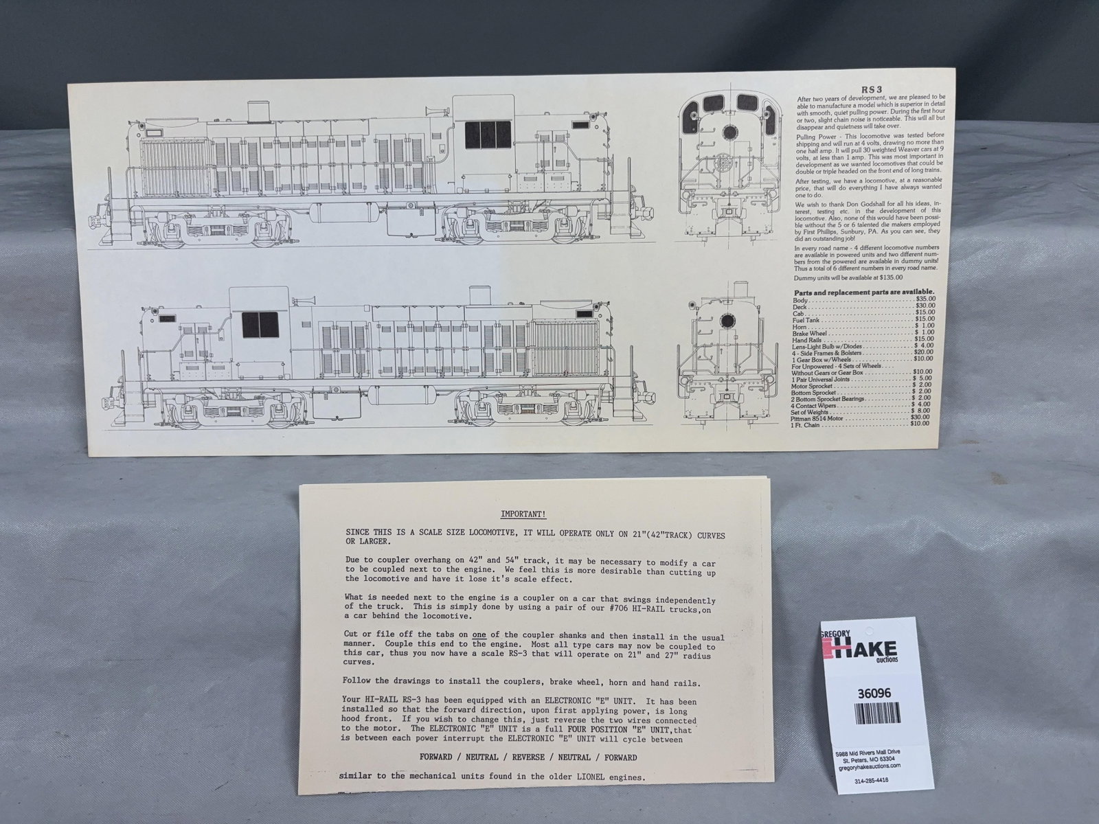 Weaver RS-3 Diesel Locomotive B Unit Southern 5509 w/OB - 3