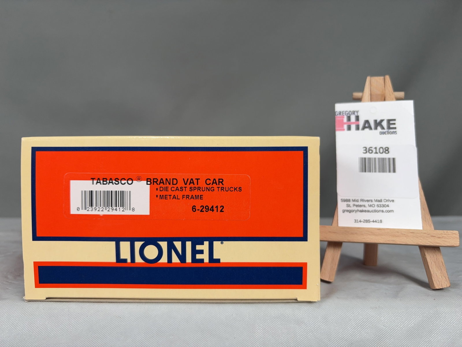 Lionel Tabasco Brand Vat Car 29412 w/ OB: Lionel Tabasco Brand Vat Car 29412 w/ OB, C10� � Size 14x6x3