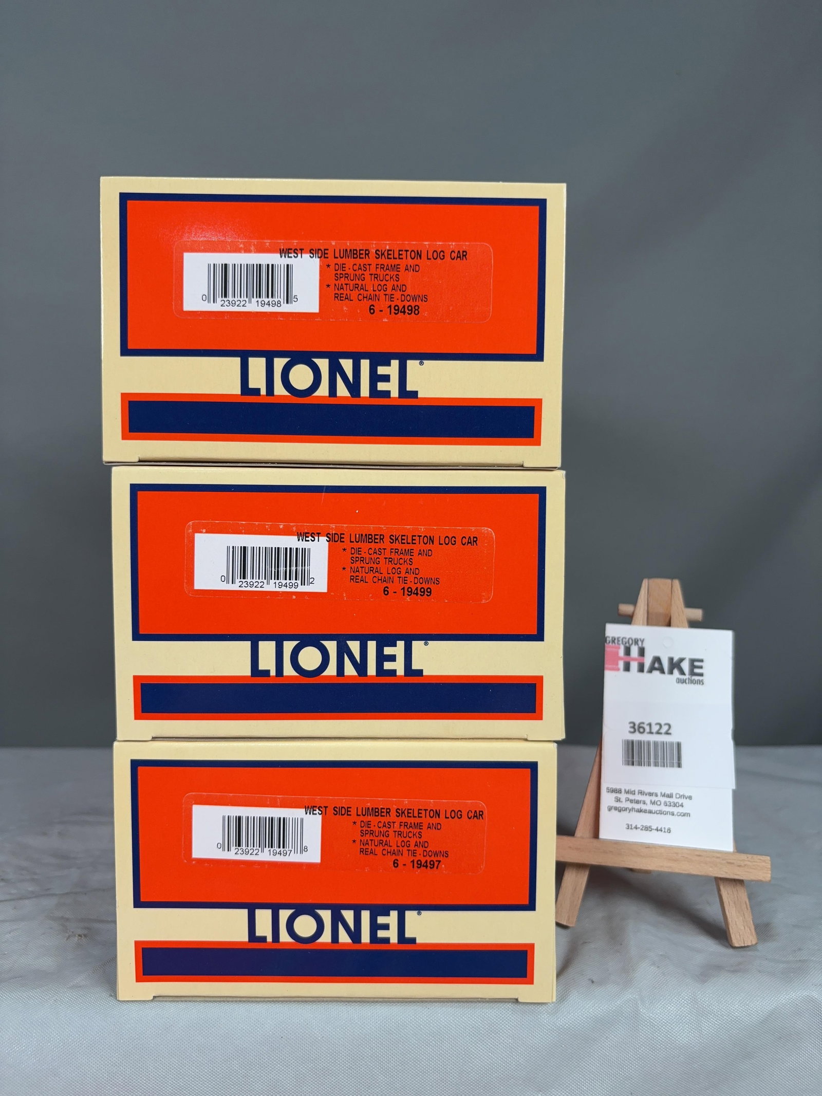 Lionel West Side Lumber Skeleton Log Car 3 Pack 19496 w/ OB - 3