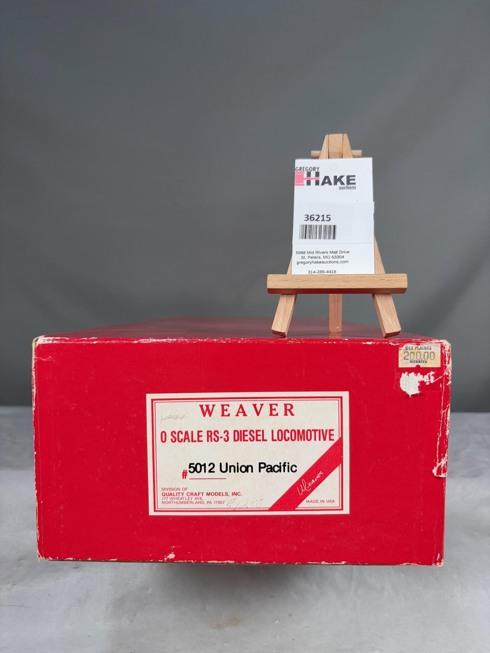 Weaver O Scale RS-3 Diesel Locomotive 5012 Union Pacific w/OB (1 of 3)