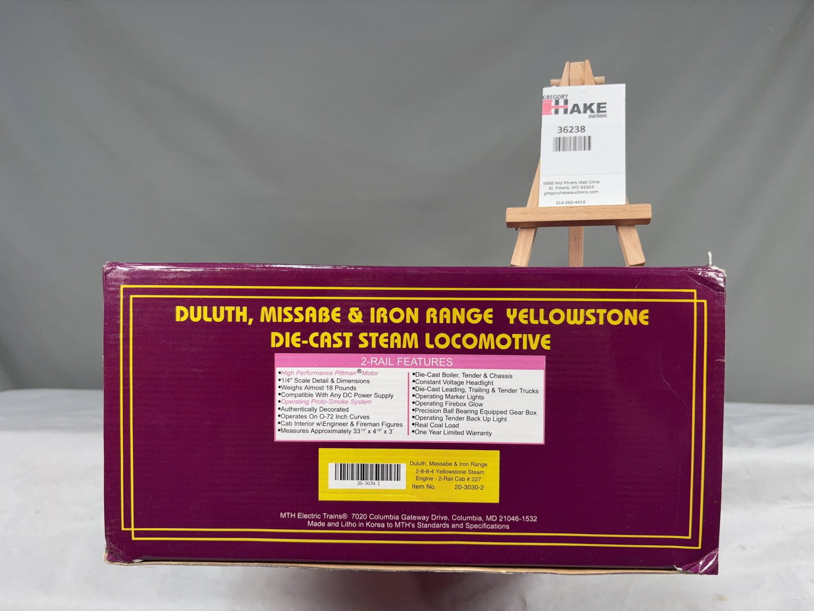 MTH Duluth, Massabe & Iron Range 2-8-8-4 Yellowstone Steam Engine 2 Rail Cab 20-3030-2 w/ OB (1 of 2)