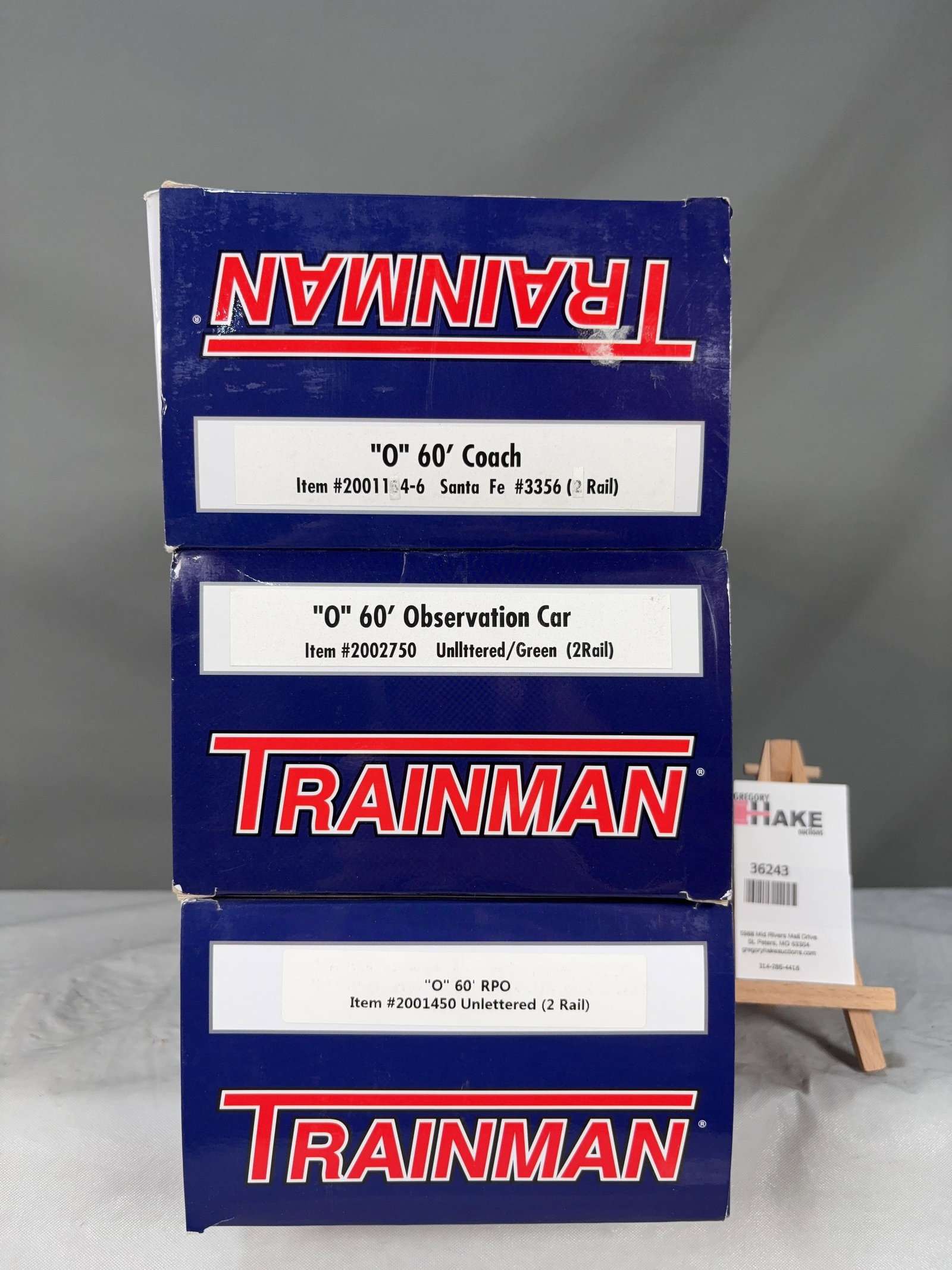 3 Atlas O Scale Cars w/OB's: 3 Atlas O Scale Cars w/OB's 60' Santa Fe Coach, 60' Observation, 60' RPO w/OB, C8 Size 20x6x12