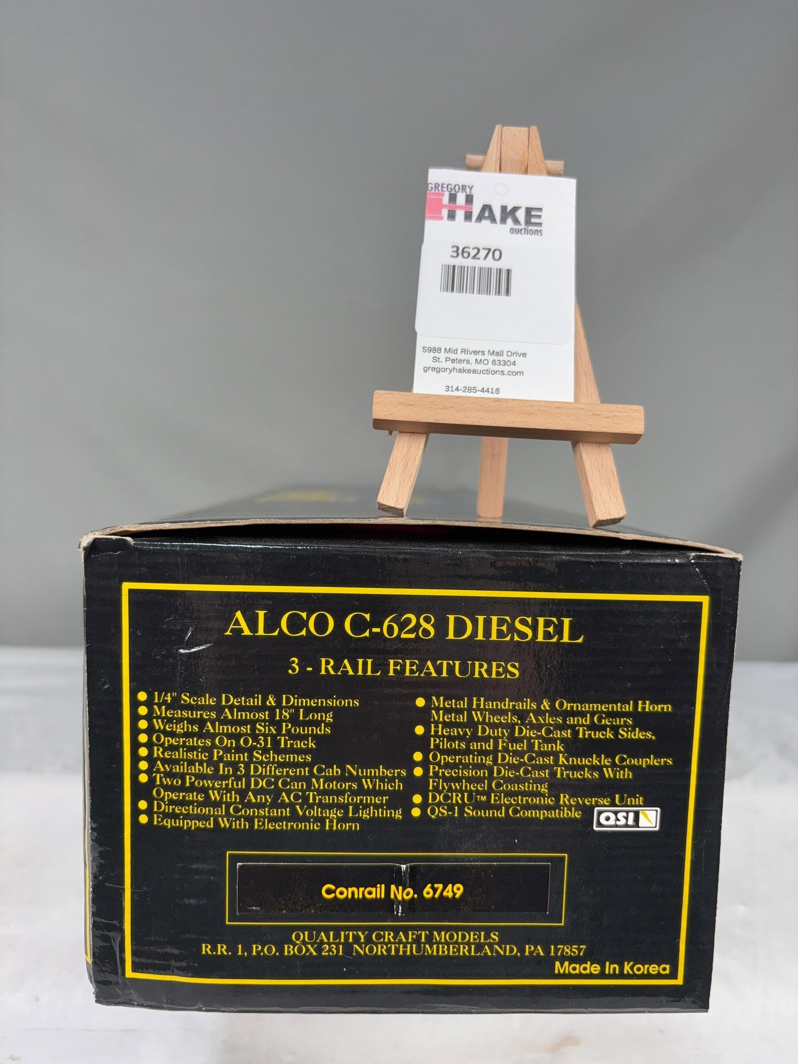 Quality Craft Alco C-268 Diesel Conrail 6749 w/OB: Quality Craft Alco C-268 Diesel Conrail 6749 w/OB, C8. Size 21x7x5