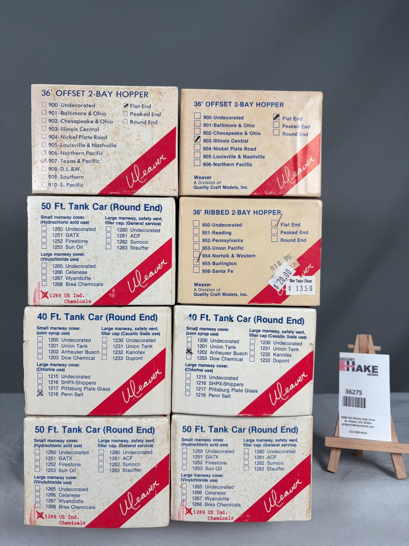8 Weaver Tank Car & Hopper Kits w/OB's (1 of 2)