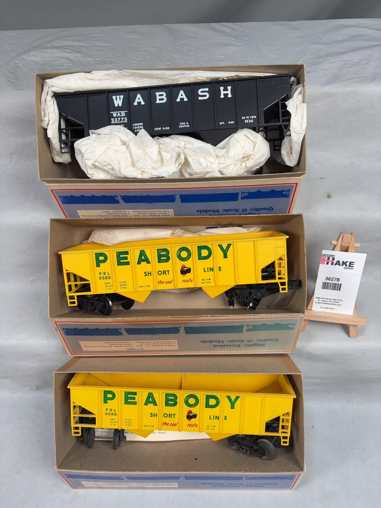 3 Bev-Bel/Weaver O Scale Ribbed Side Hopper Cars w/OB's - 2